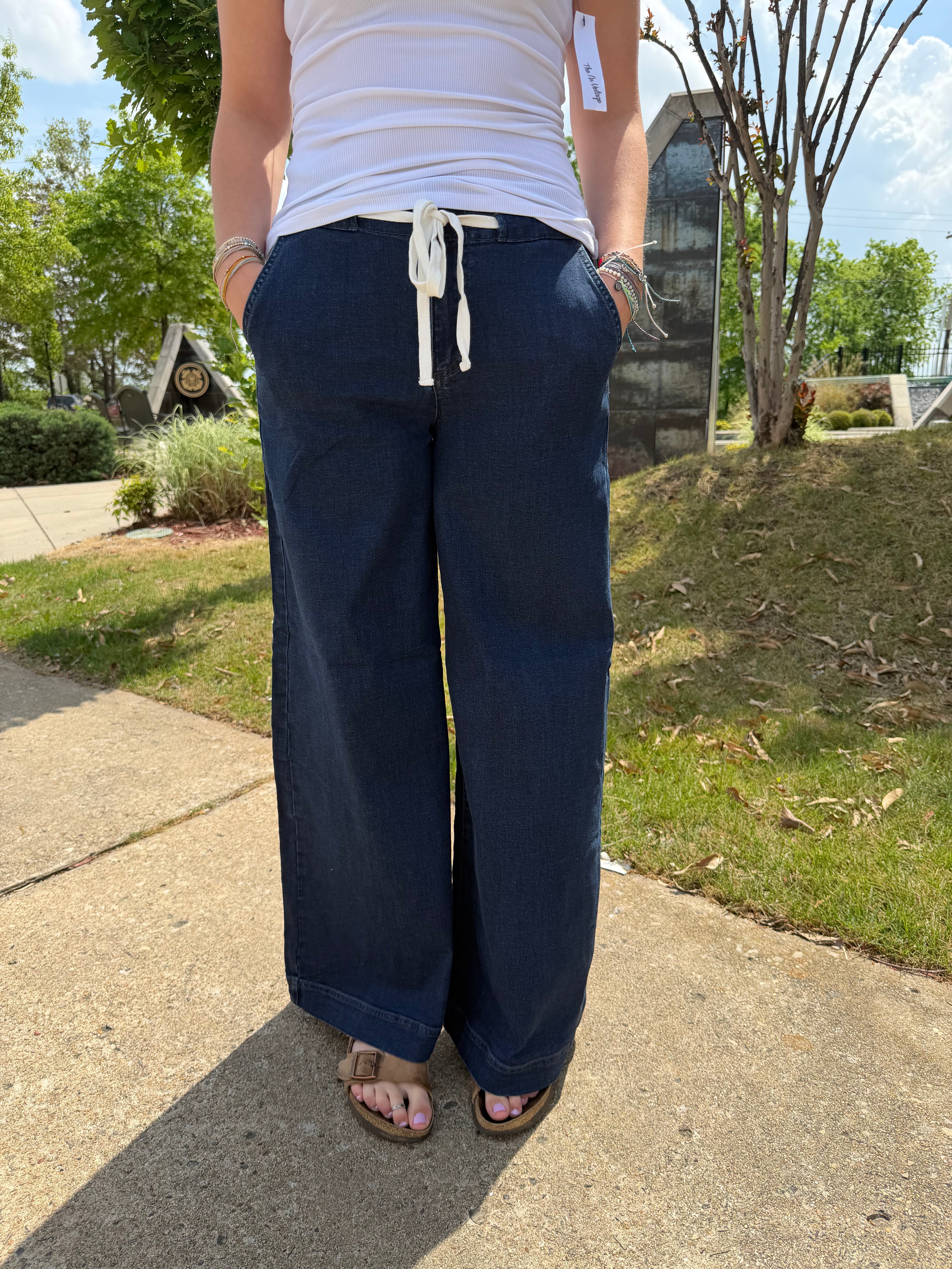 Risen Dark Navy Frayed Jeans