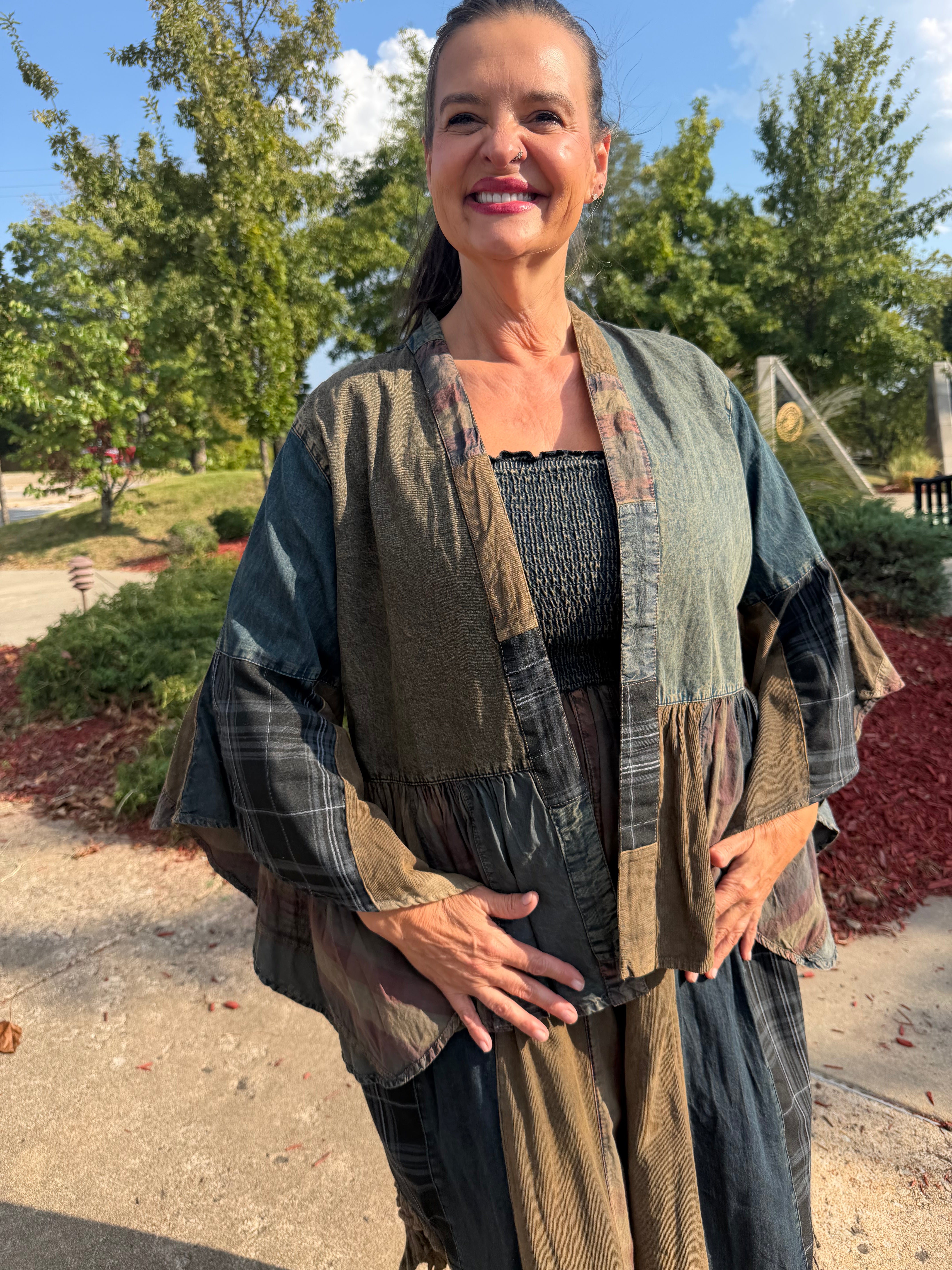 Dakota Plaid & Denim Kimono
