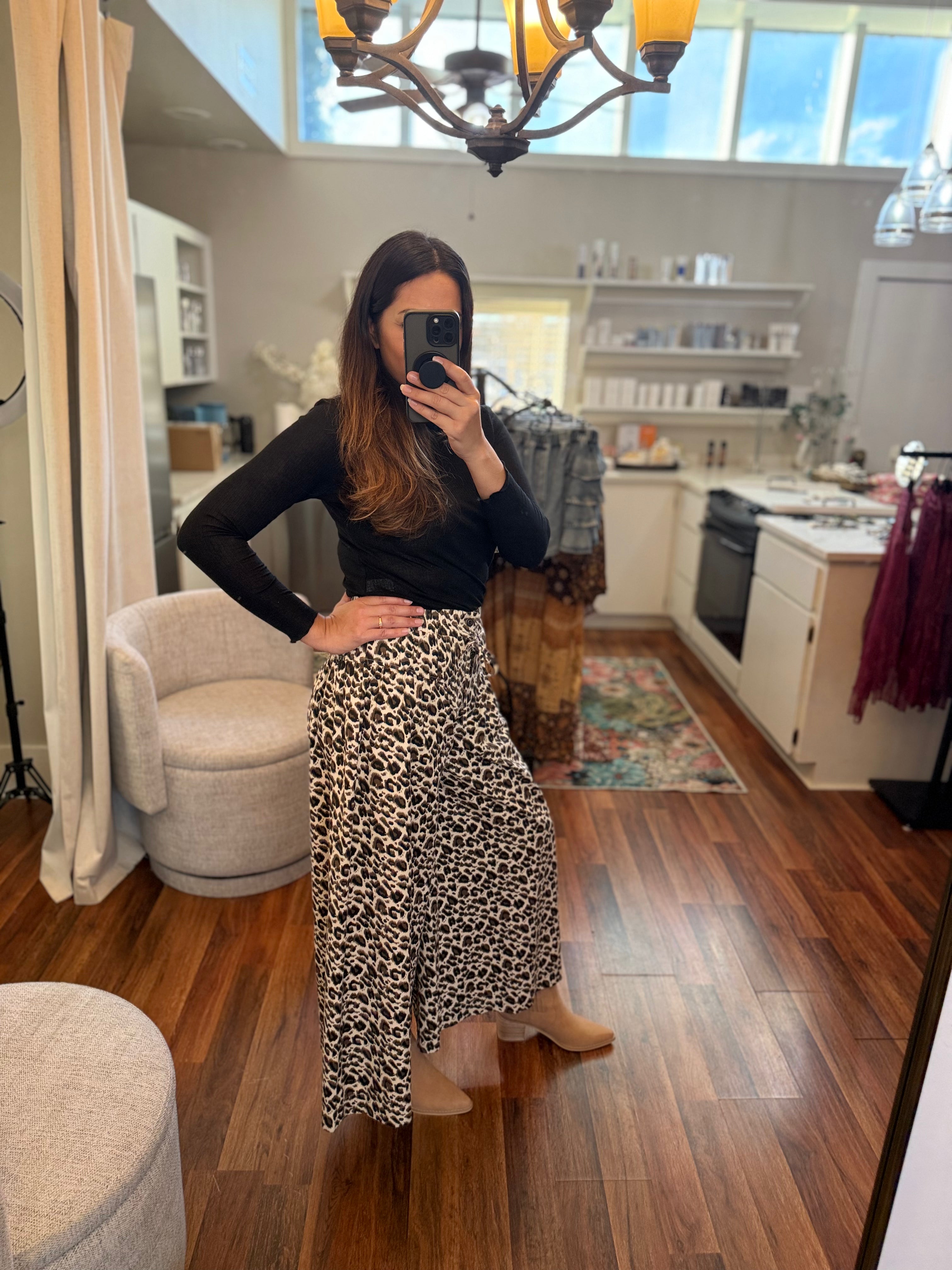 Wild Stroll Cheetah Wide Leg Denim