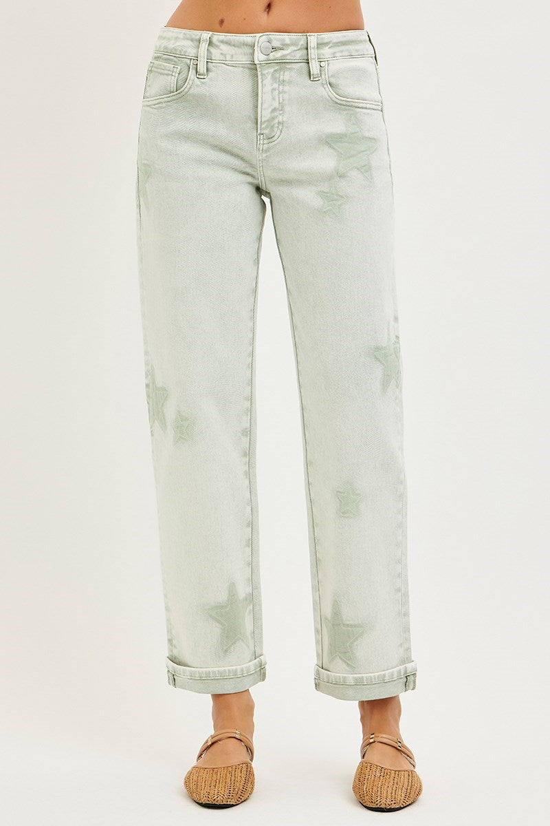 Pistachio Star Boyfriend Jean PLUS