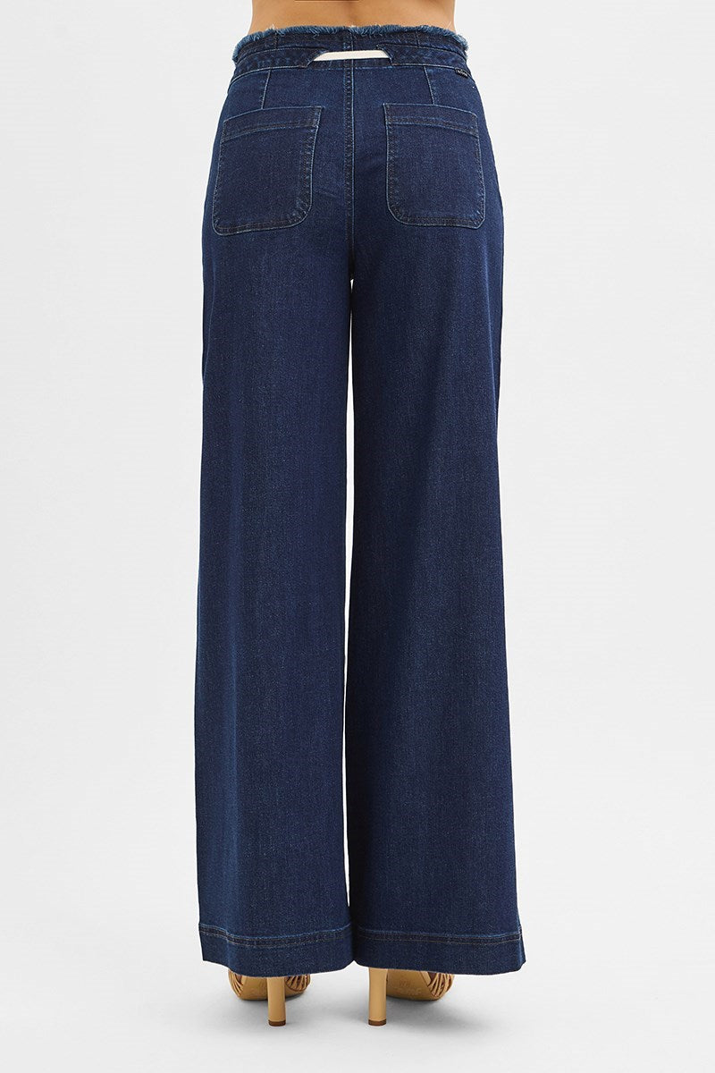 Risen Dark Navy Frayed Jeans