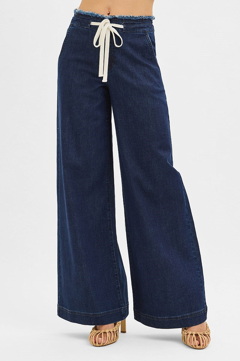 Risen Dark Navy Frayed Jeans