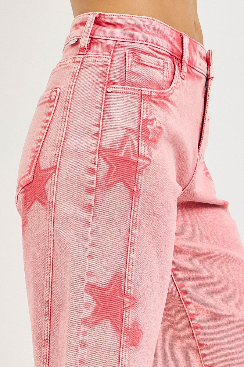 Slouchy Star Print Bermuda - side view, star print slouchy bermuda shorts, relaxed fit, Spirit & Wind Boutique