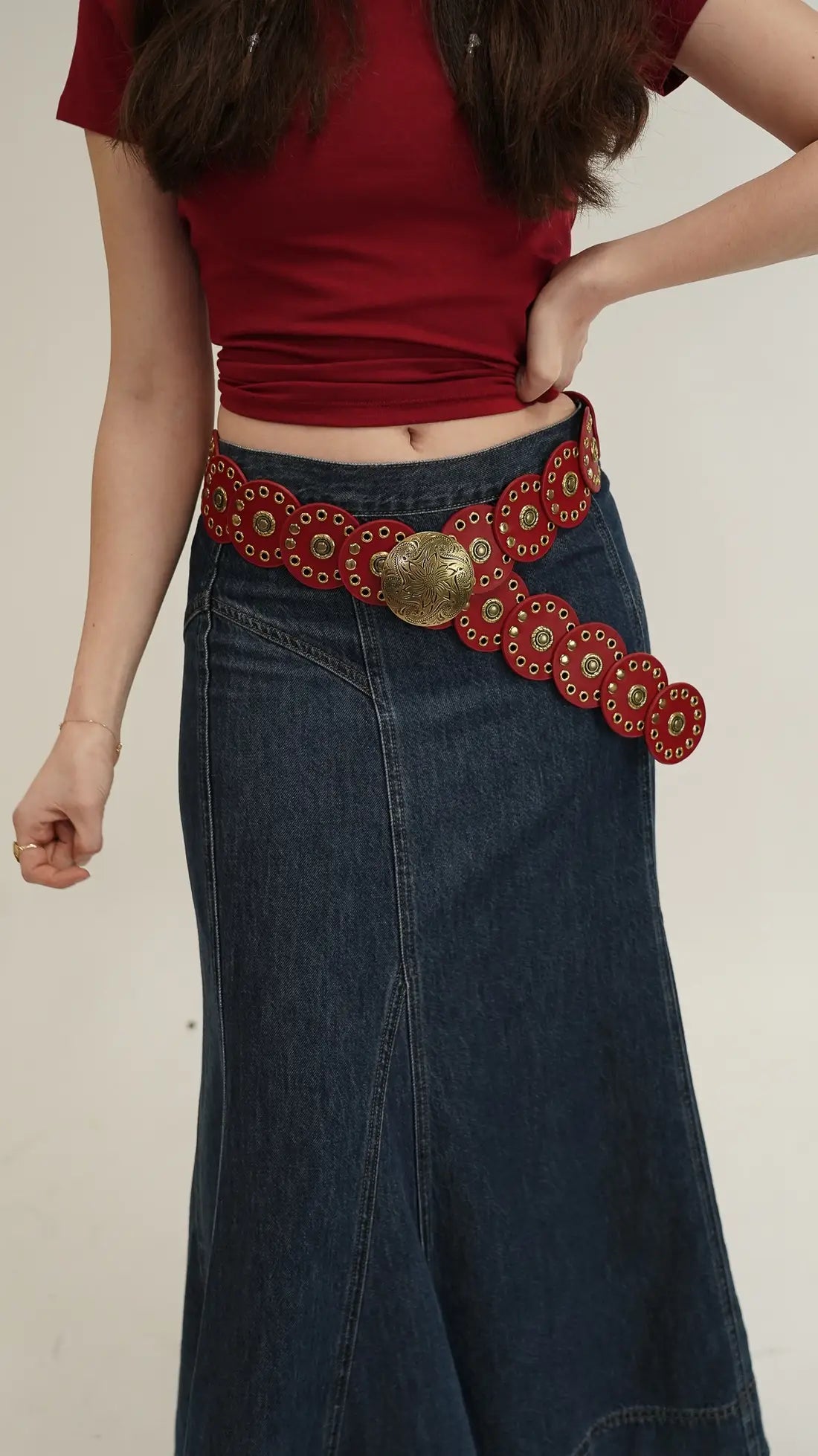 Leather Circle Caterpillar Disc Belt
