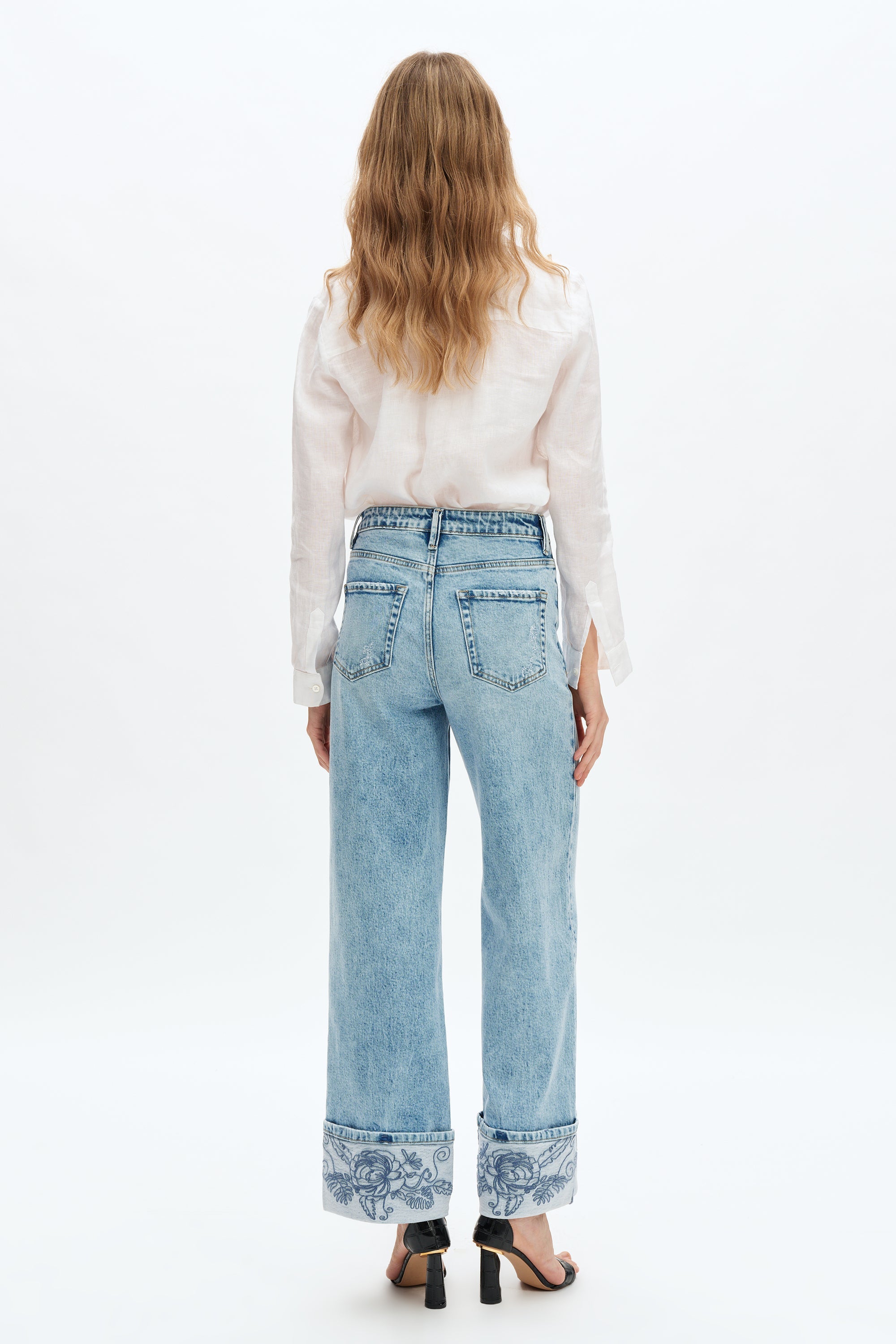 Bella Embroidery Cuffed Jean