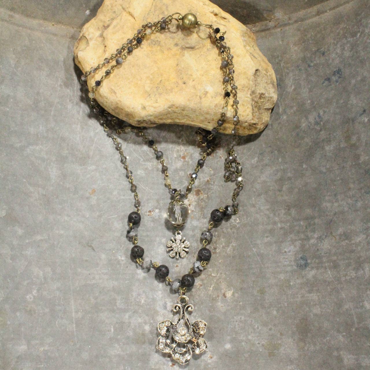 Classy & Sassy Black Stone Layered Necklace