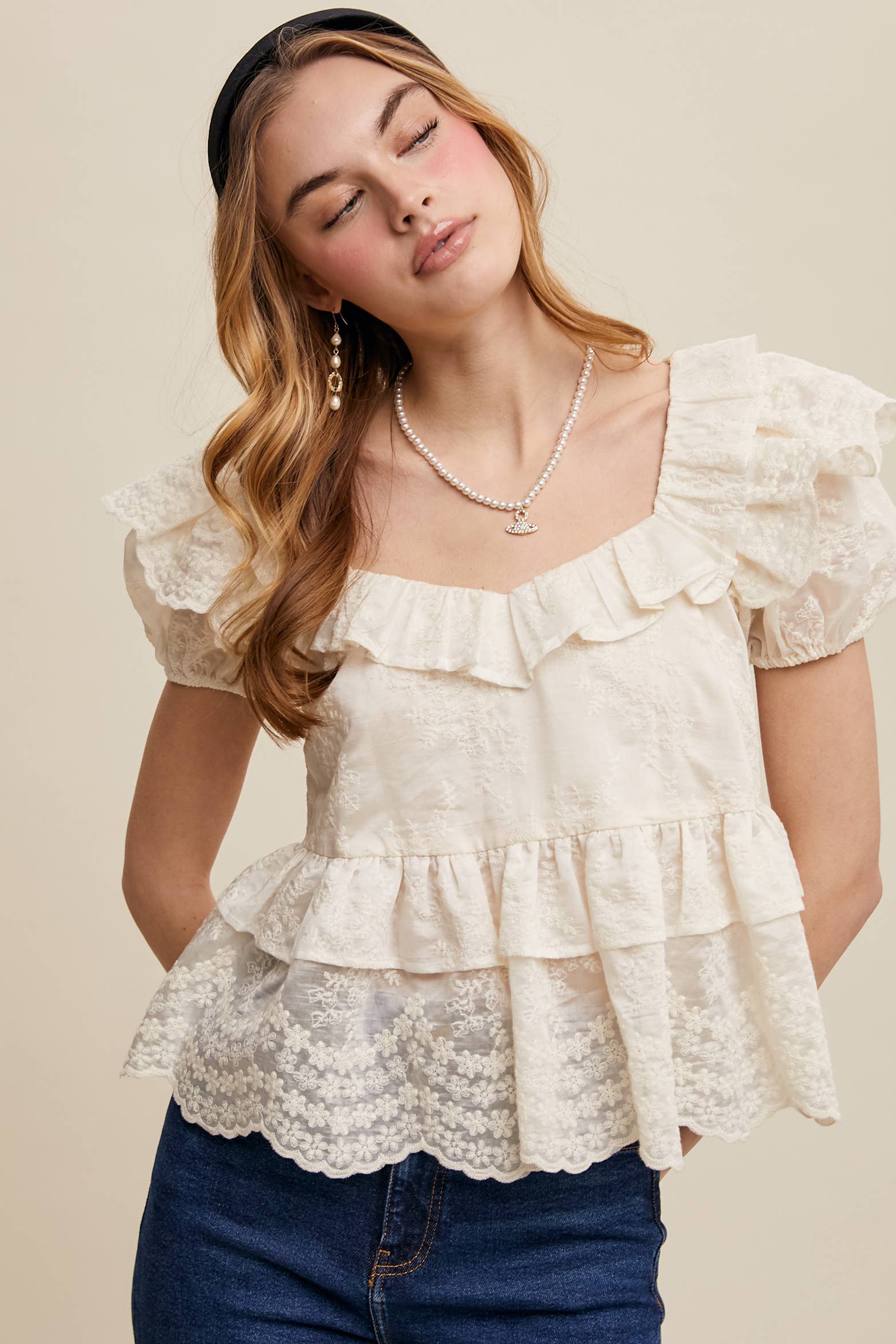 Vintage Ruffle Romance Blouse (Regular $49)