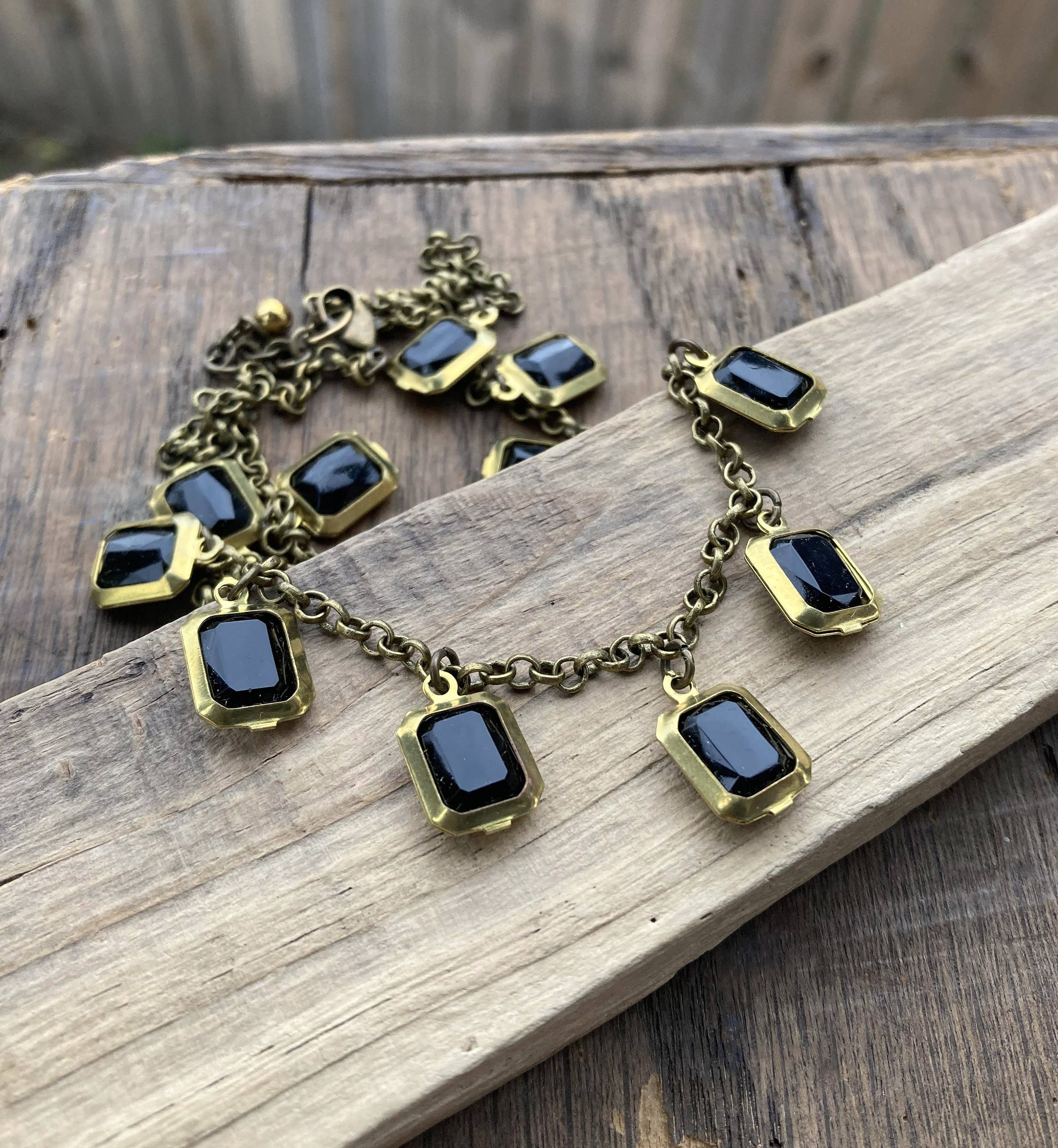 Jet Black Emerald Jewel Choker Necklace