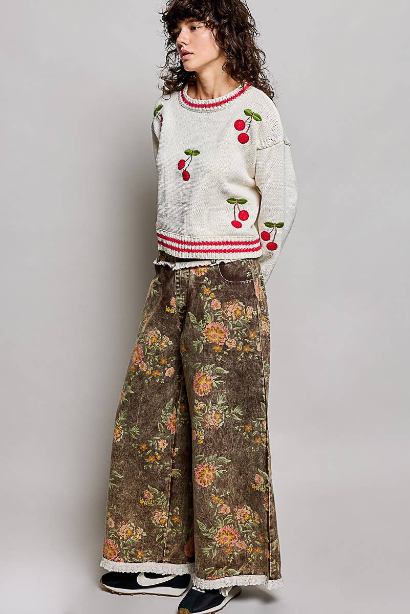 Cocoa Meadow Ruffle-Waist Pants
