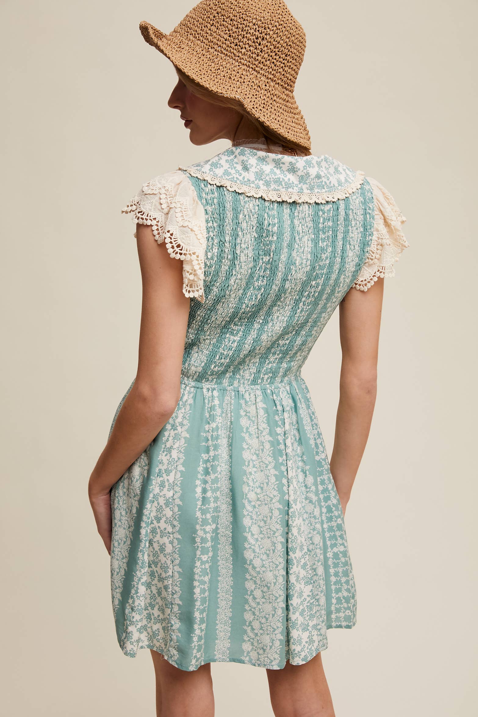 Vintage Lace Floral Mini Dress