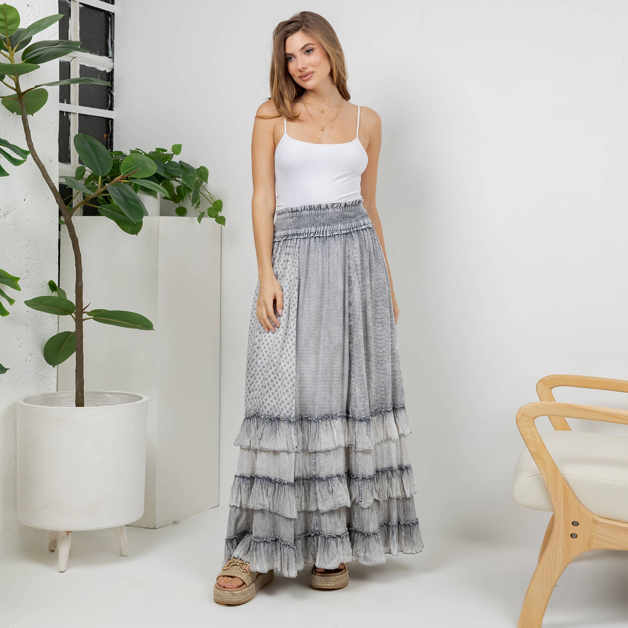 The Reverie Ruffled Tiered Maxi Skirt