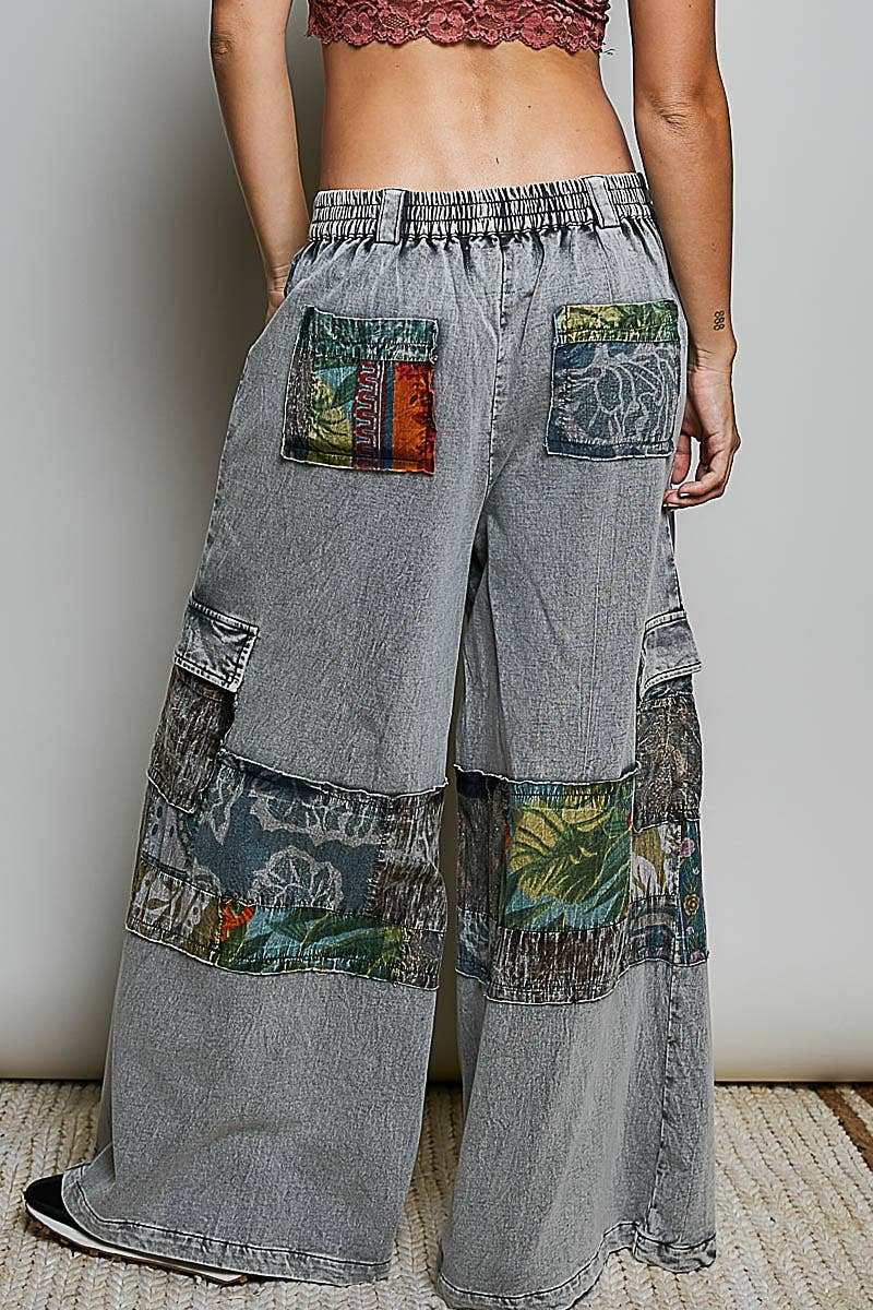 Wanderer Mixed Fabric Wide Leg Pants