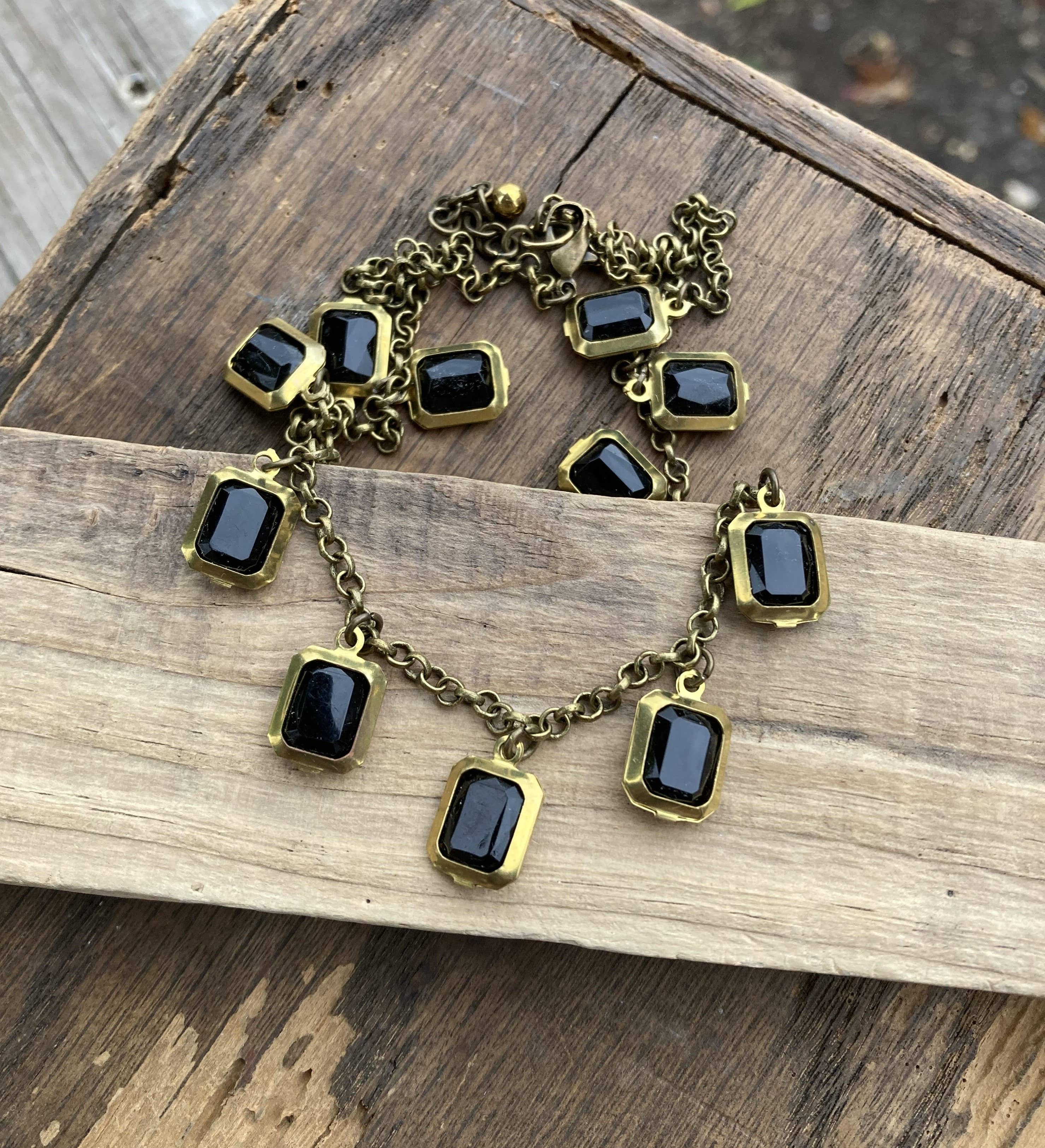 Jet Black Emerald Jewel Choker Necklace
