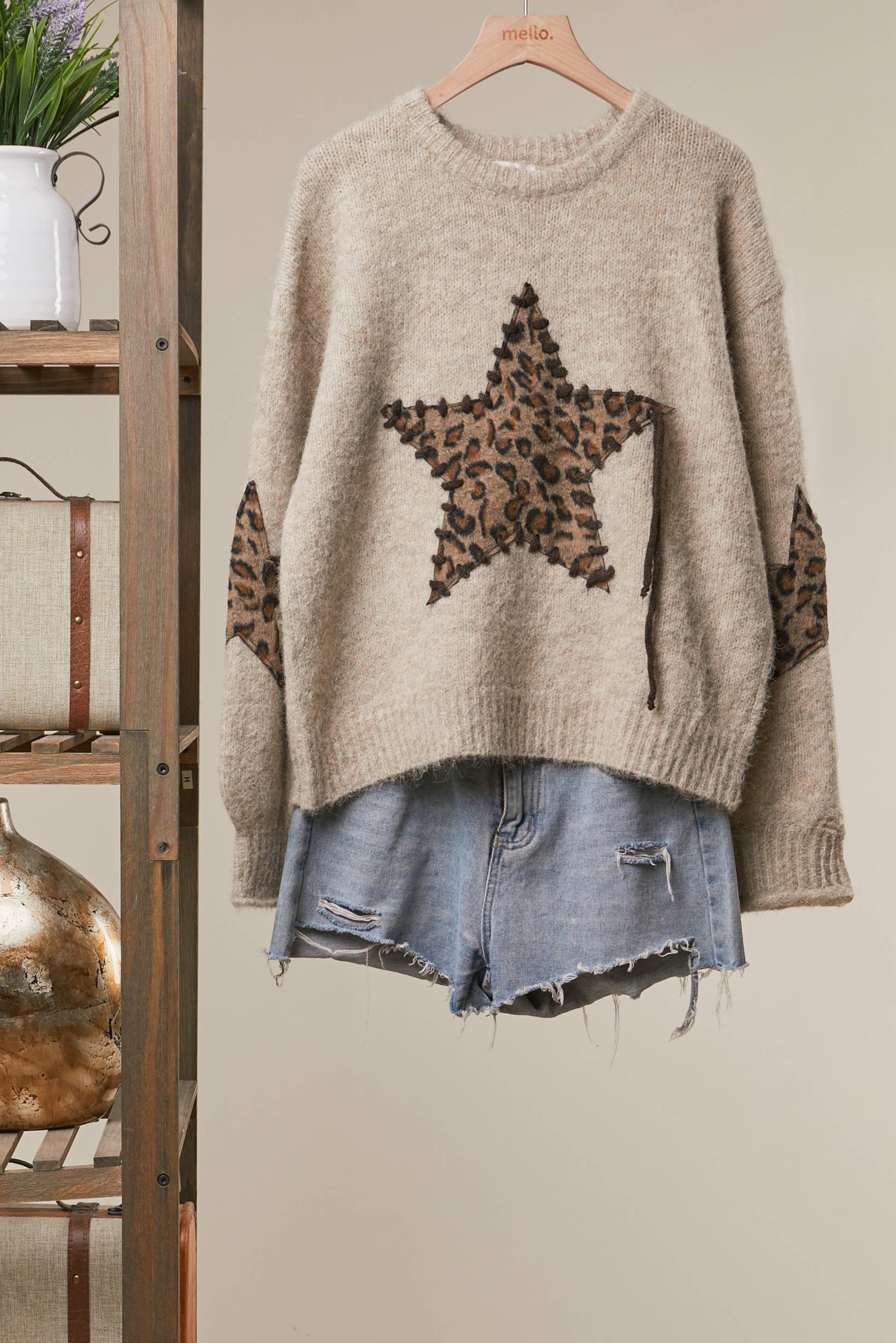 Bold Star Detail Knit Sweater