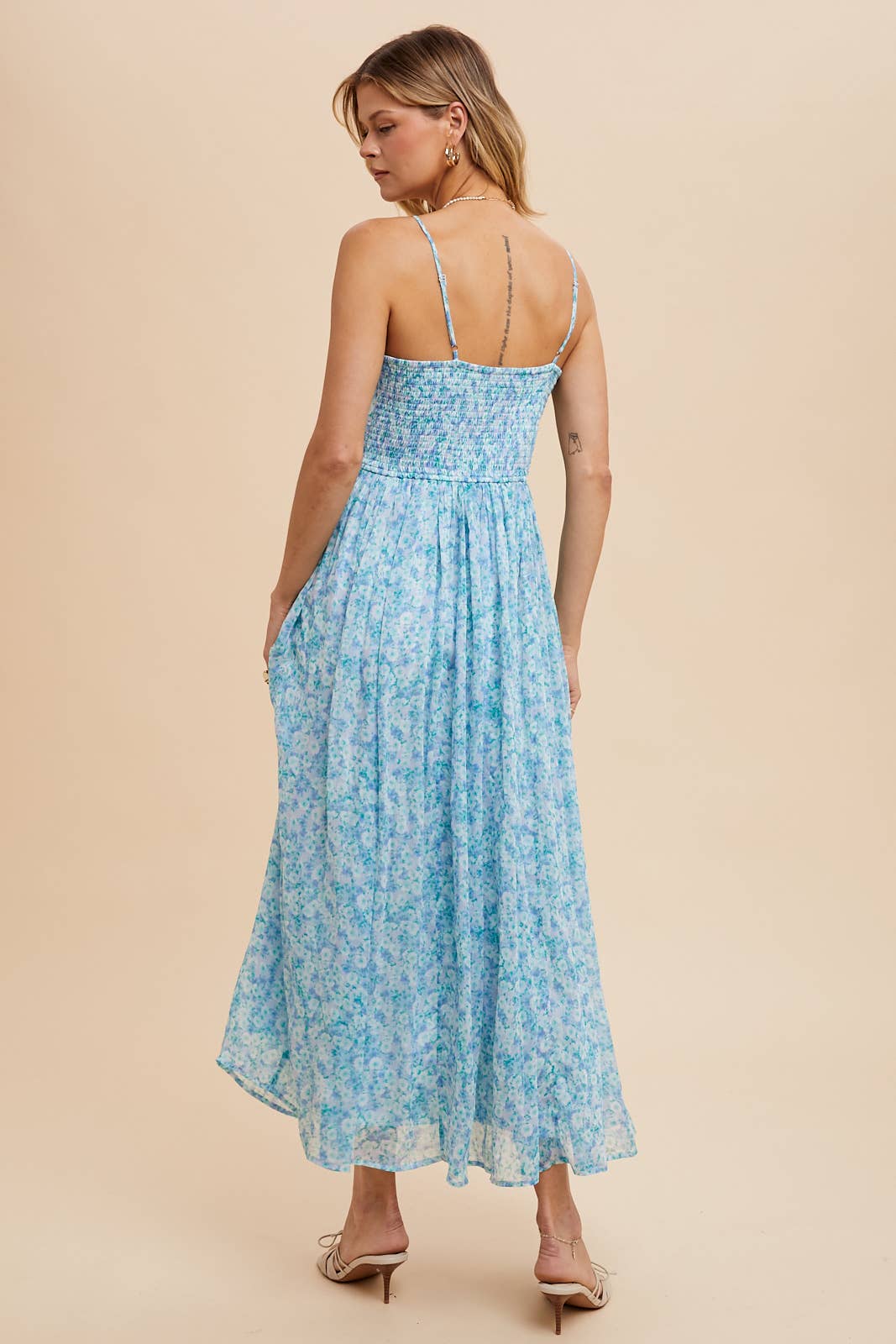 Rosette Floral Maxi Dress
