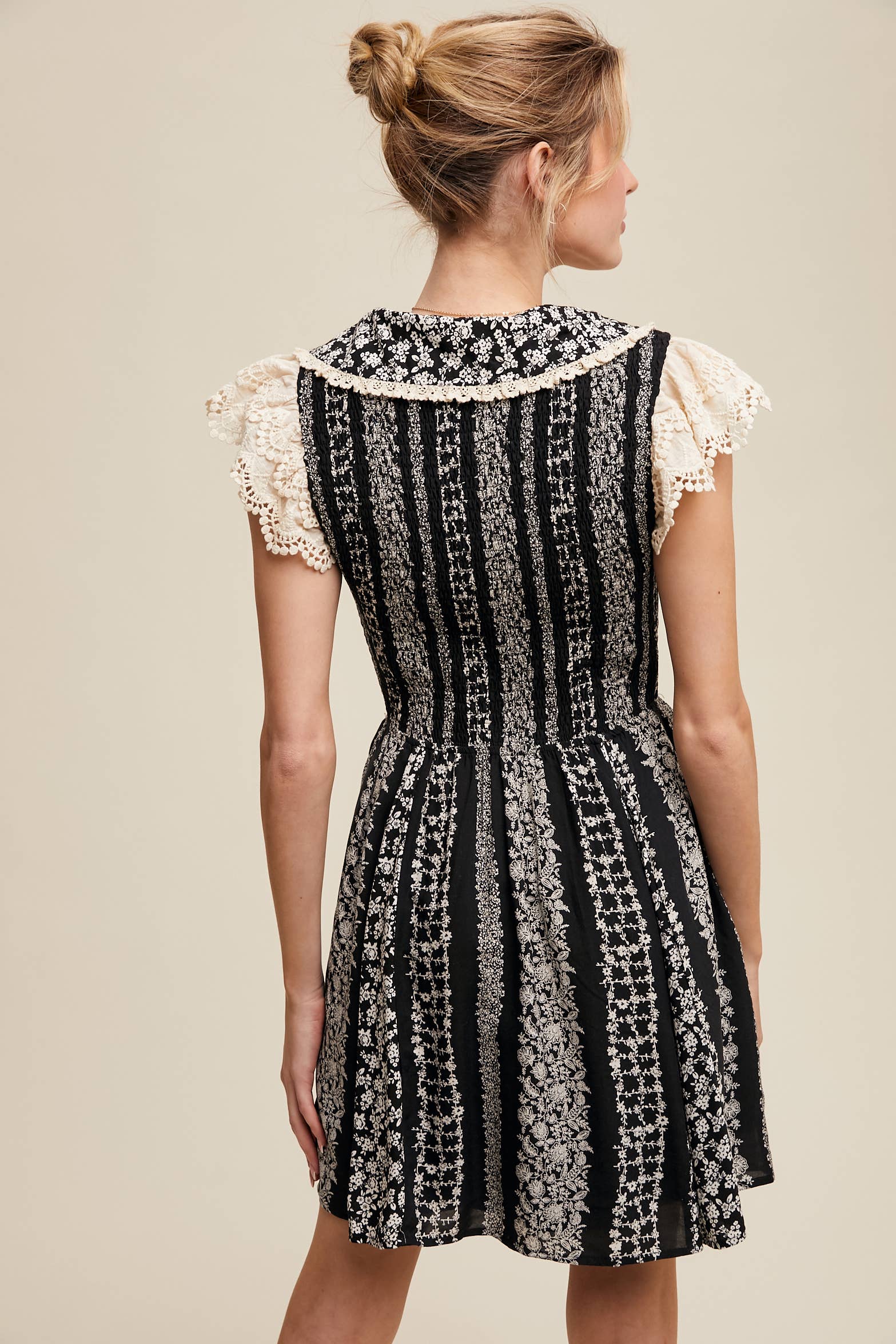 Vintage Lace Floral Mini Dress