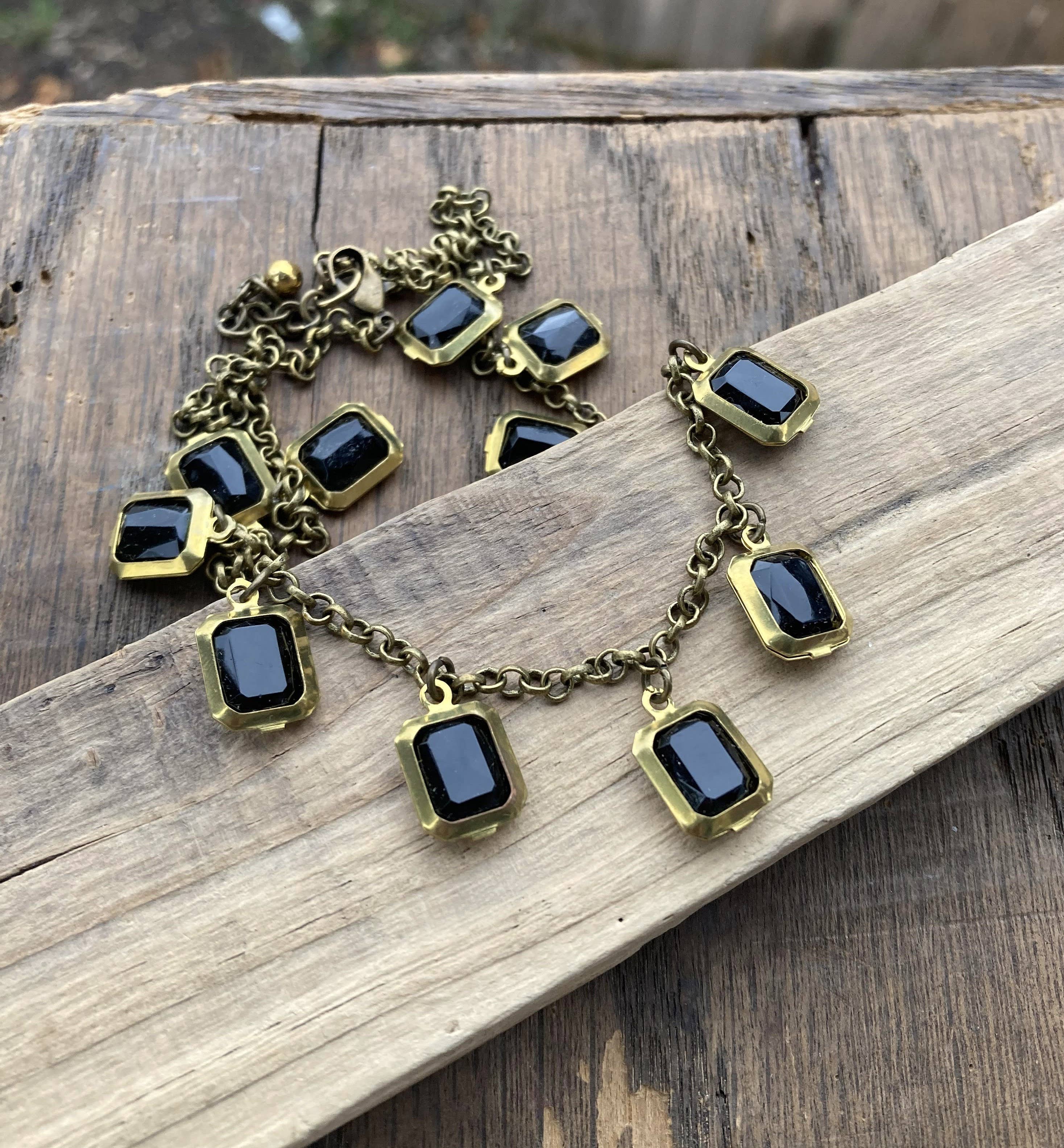 Jet Black Emerald Jewel Choker Necklace