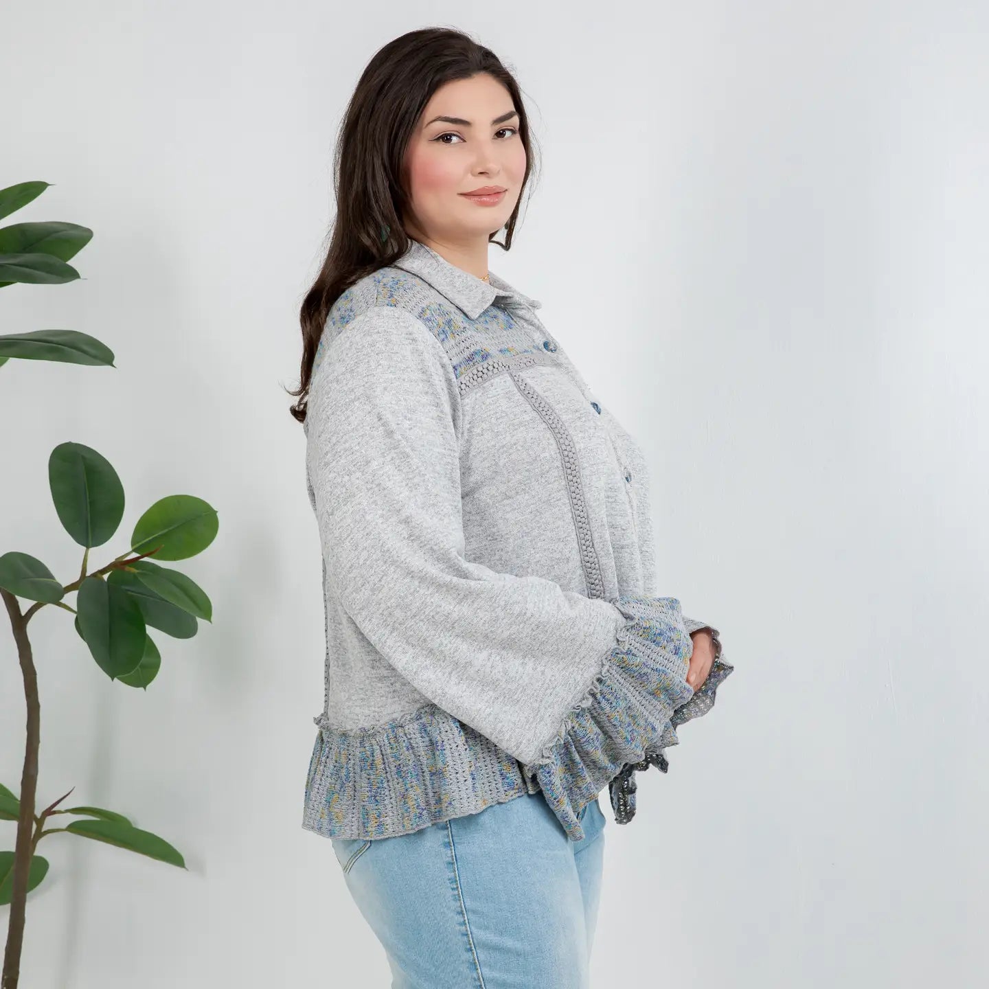 Crochet Frill Knit Boho Jacket