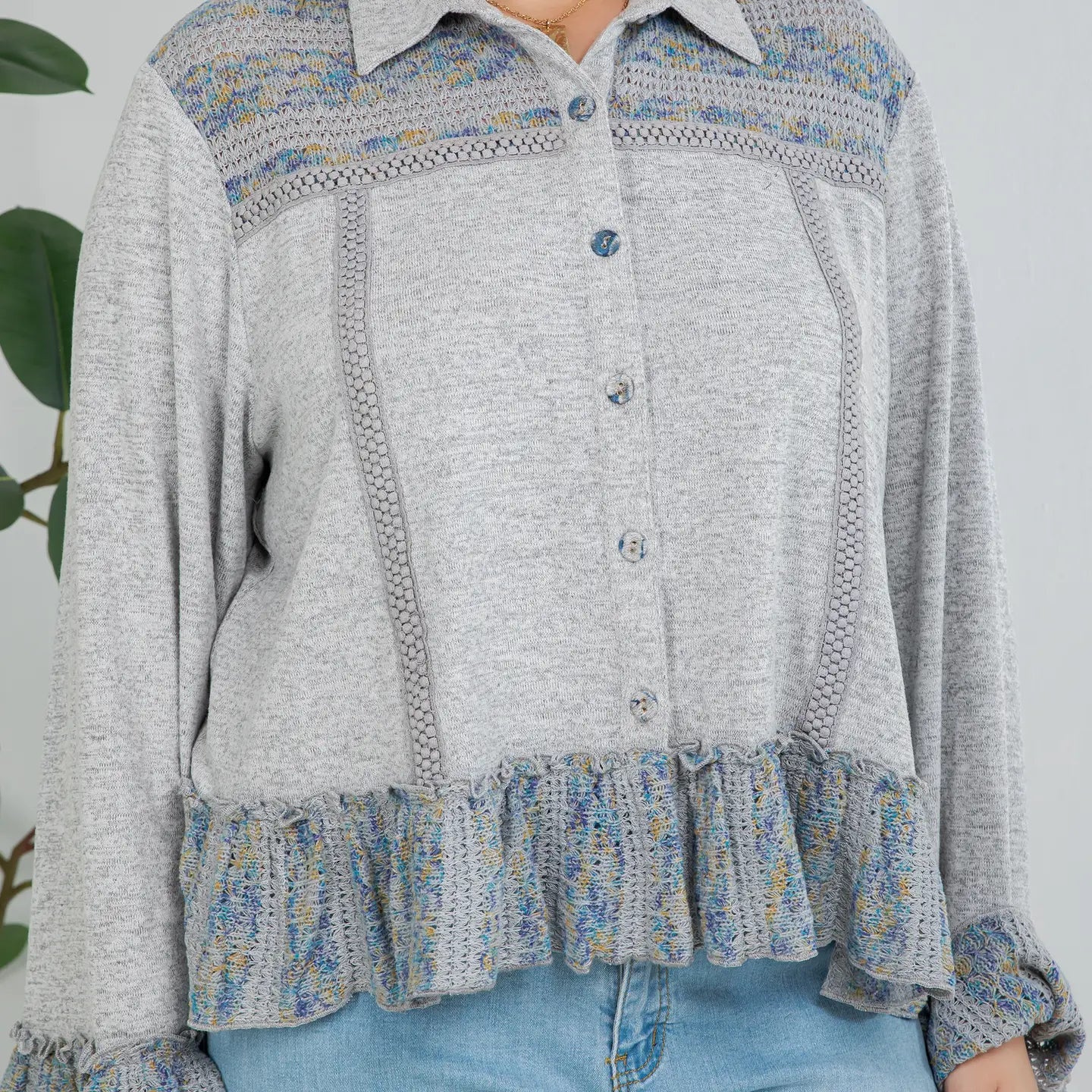 Crochet Frill Knit Boho Jacket