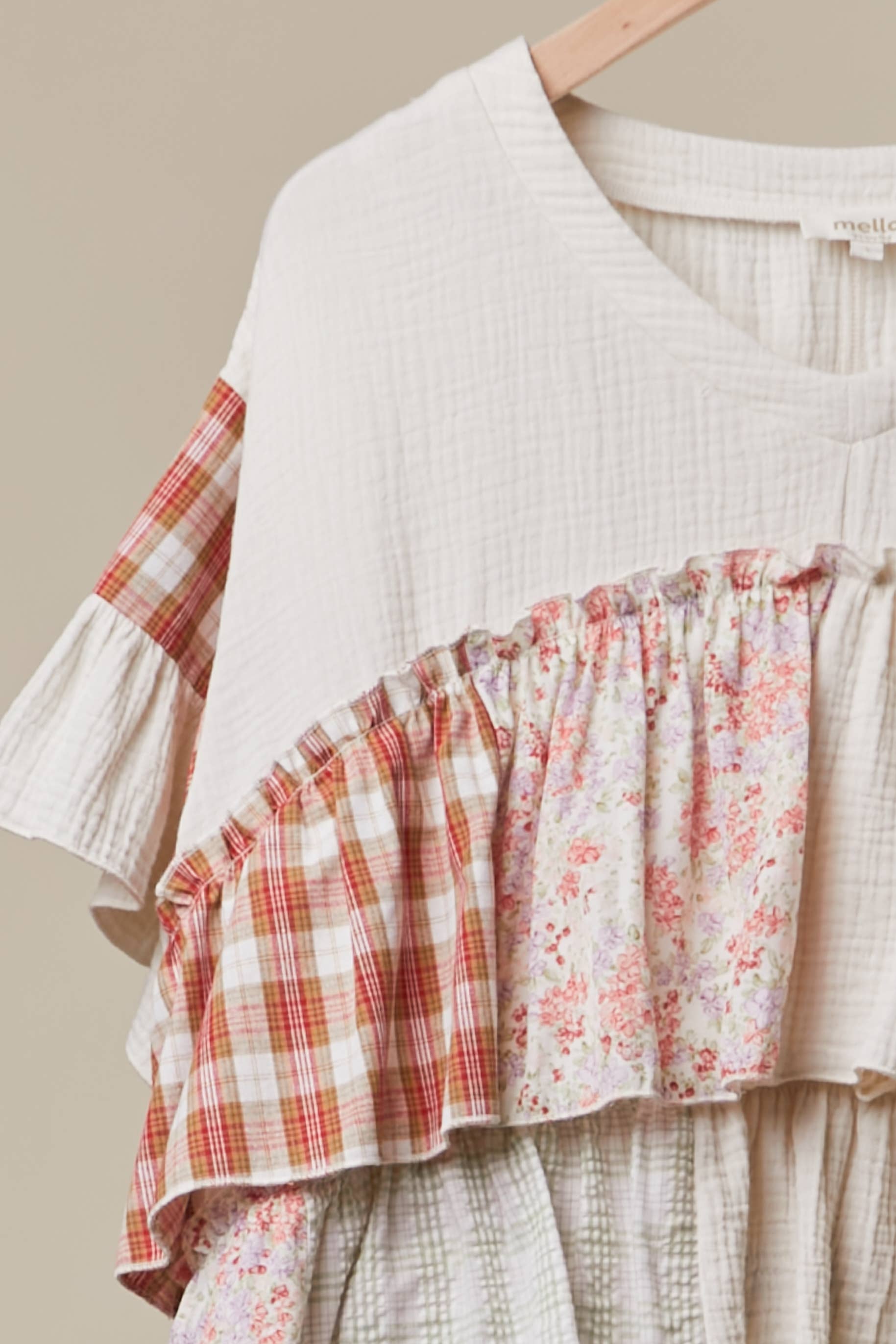 Allie Patchwork Ruffle Top