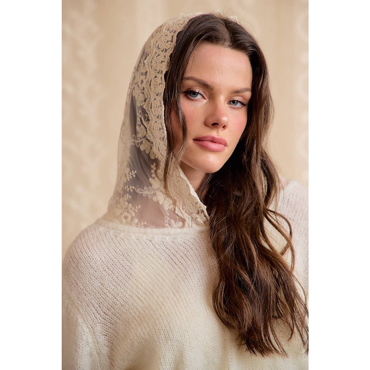 Ivory Lace Hoodie Fringe Sweater