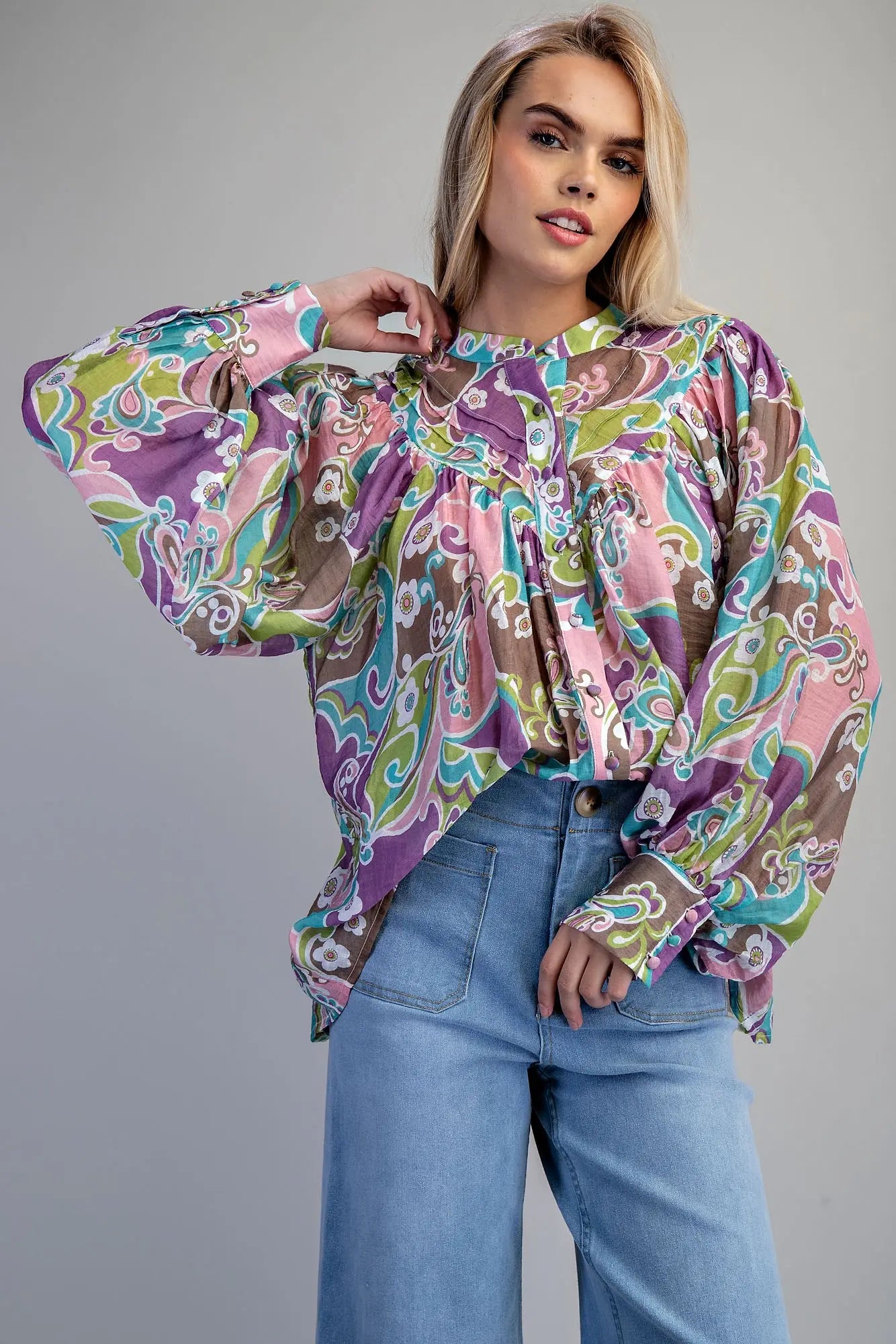 Plum Paisley Boho Blouse
