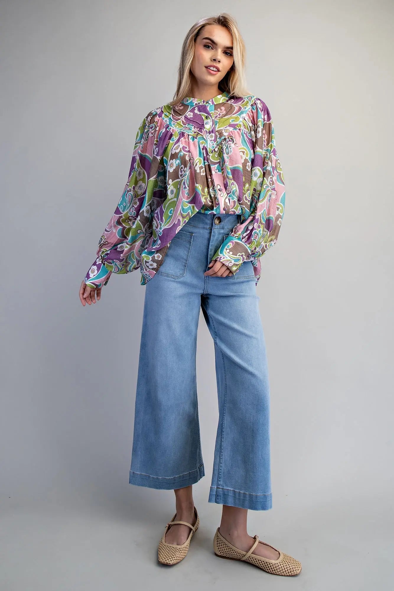 Plum Paisley Boho Blouse