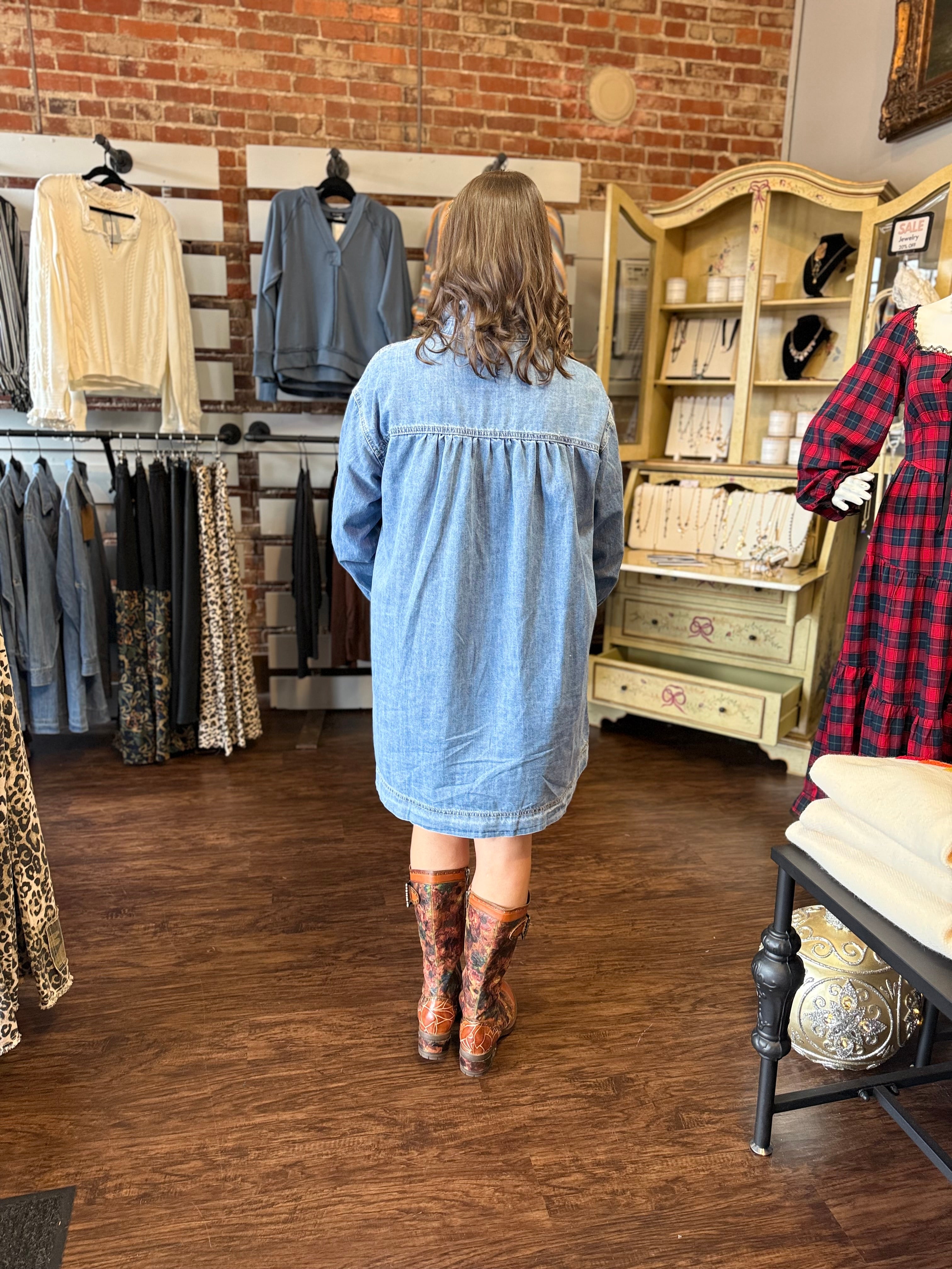 Forever Yours Heart Pocket Shirt Dress