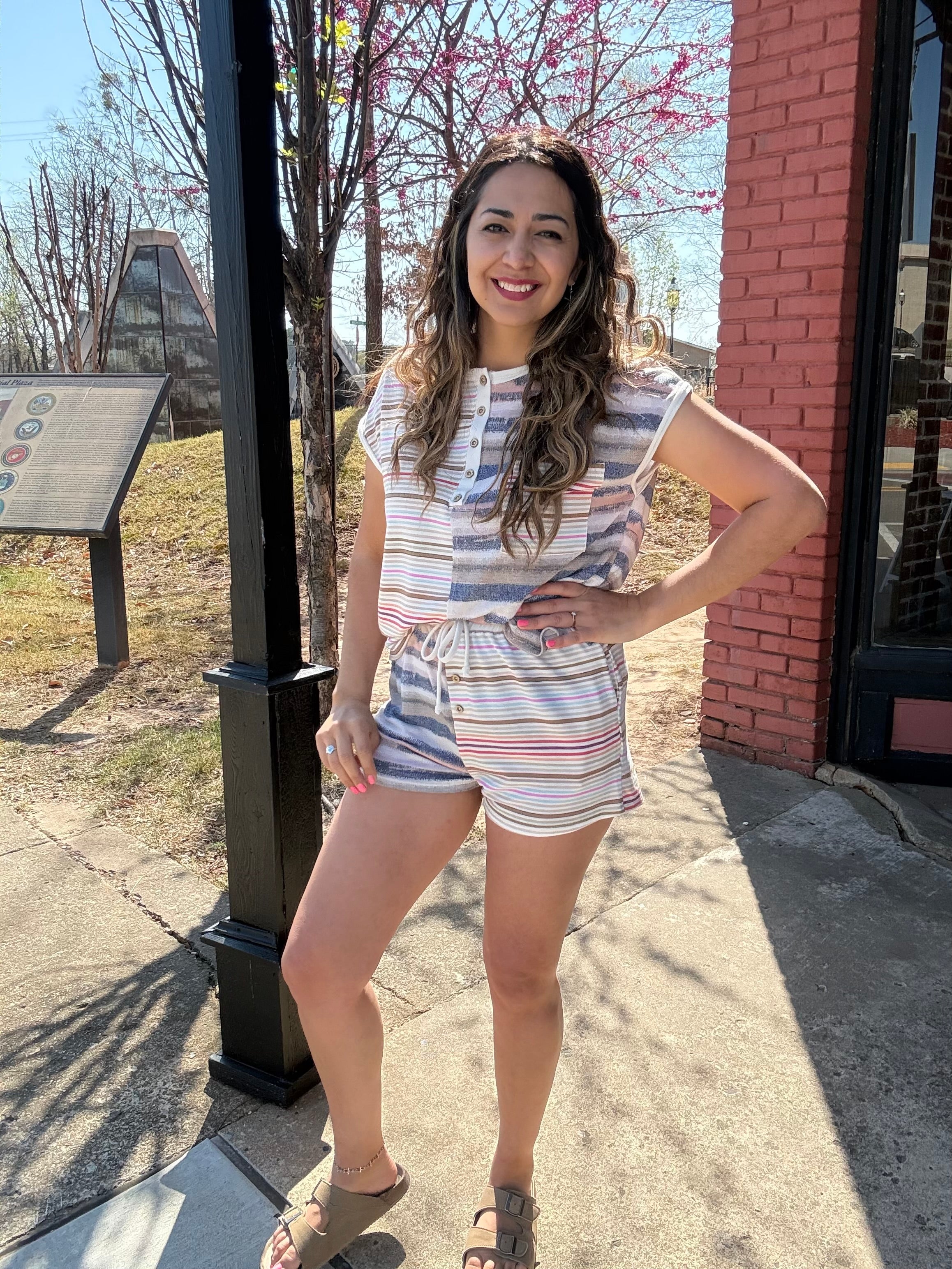 Cozy Striped Short Set