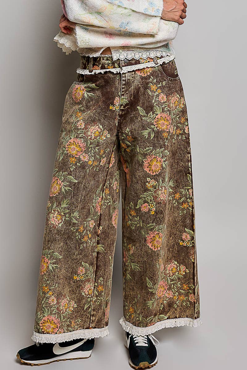 Cocoa Meadow Ruffle-Waist Pants