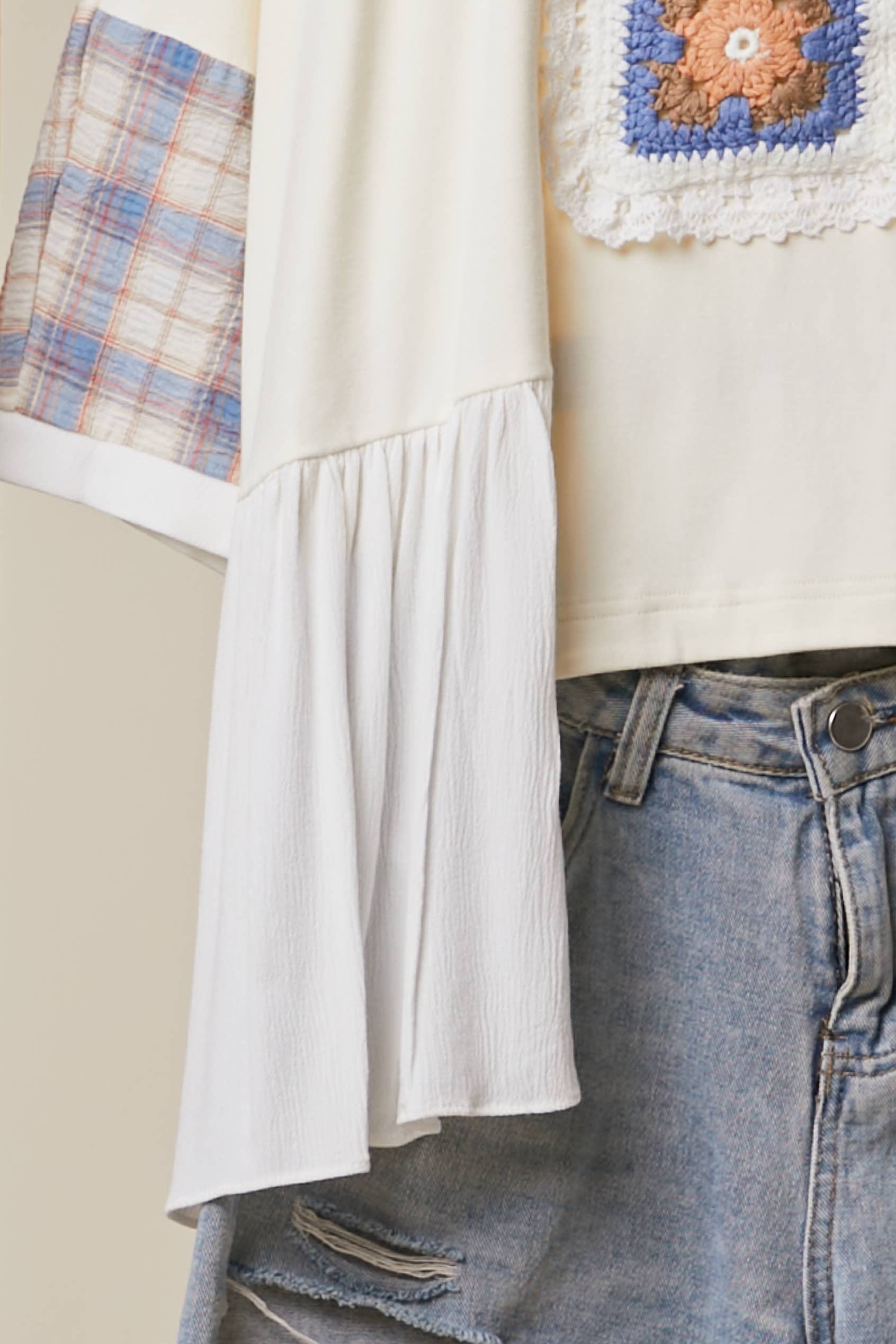 Pearl Patchwork Knit Top