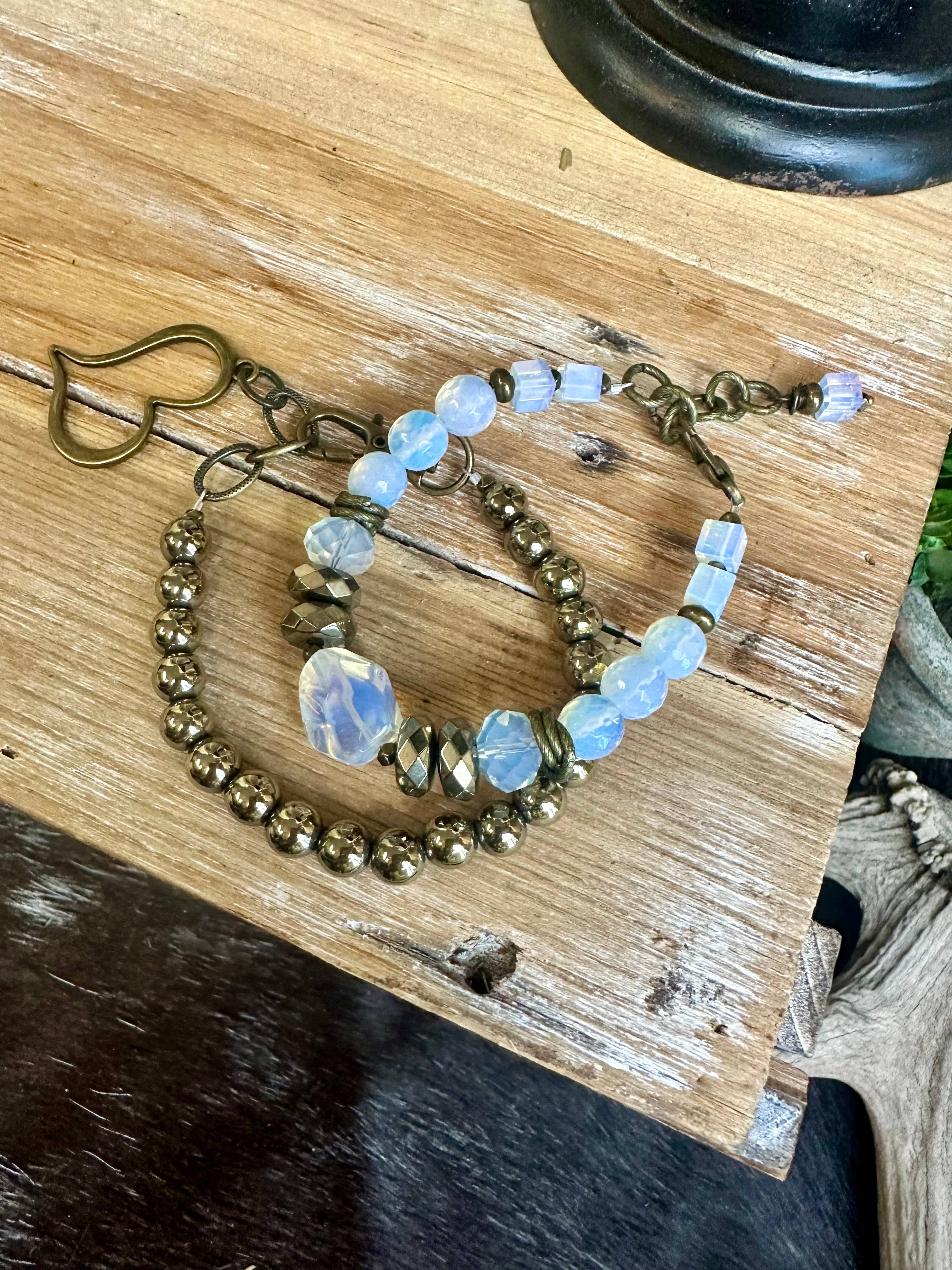 Pewter Metallic Beaded Bracelet