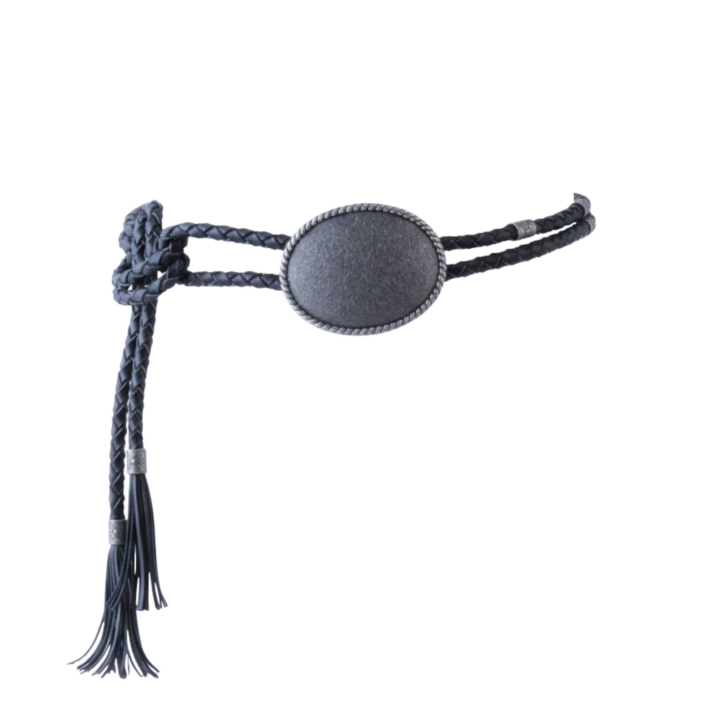 The Outlaw: Braided Leather Western Rope Belt with Oval Concho & Tassel