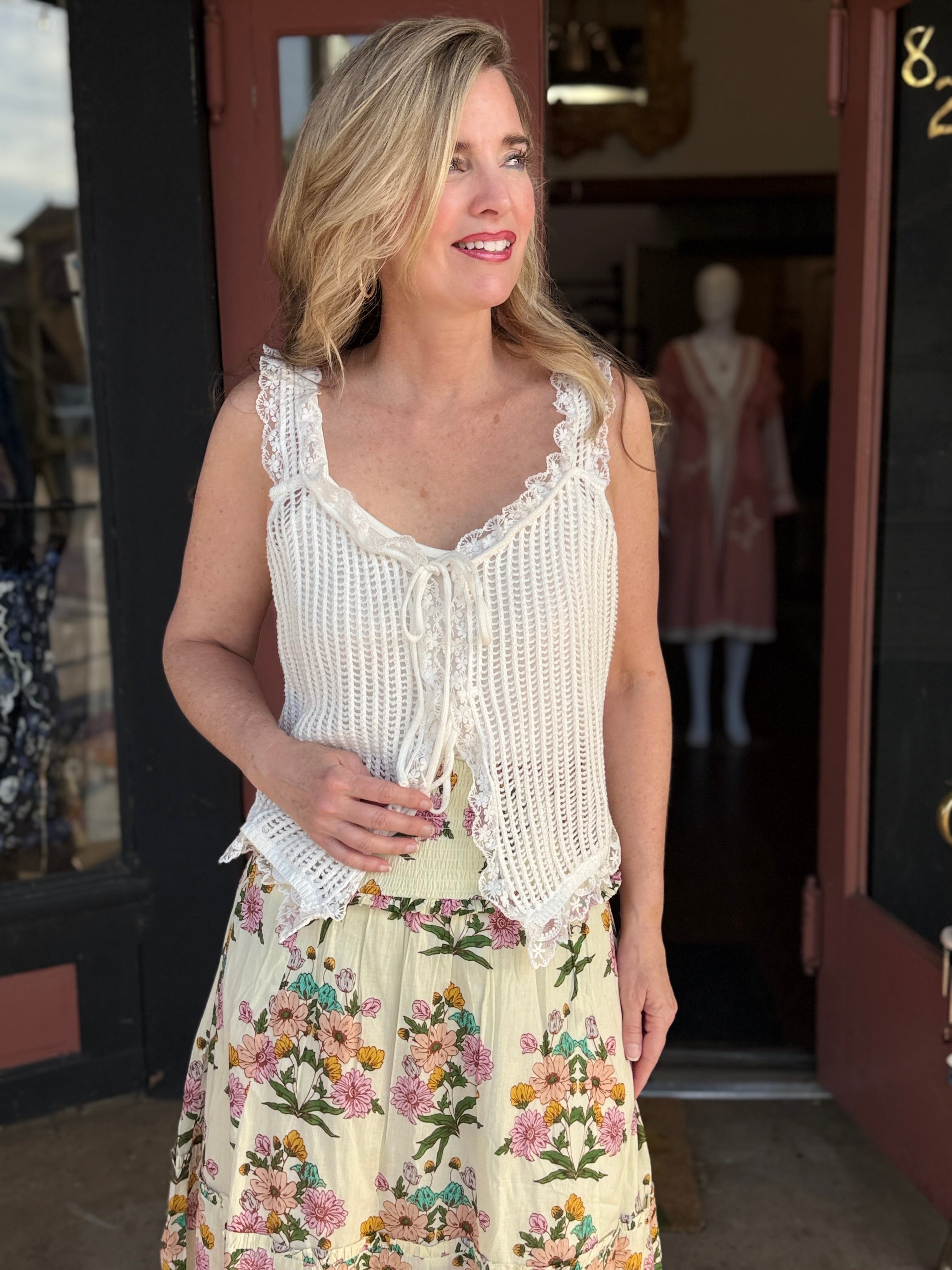 Close up view of Newport Skirt – free-spirited feminine silhouette