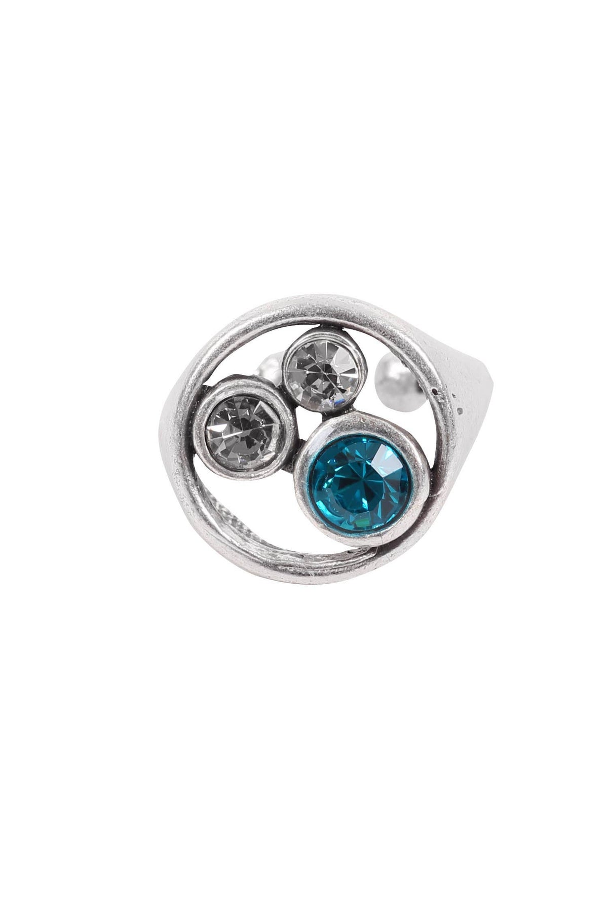 Handmade silver plated brass ring with 3 stones