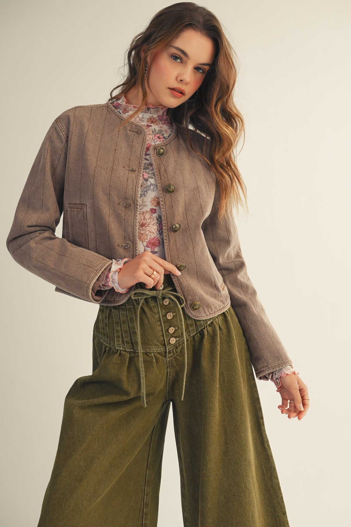 Petal Whisper Floral Mesh Thumbhole Top