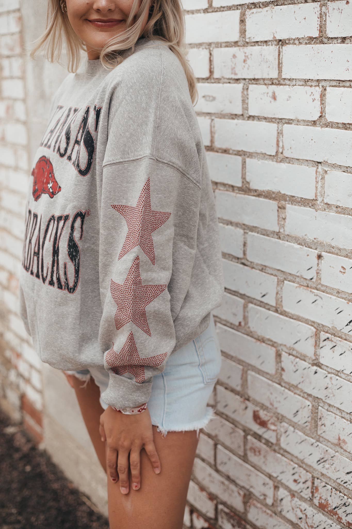 Arkansas Wynn Star Sleeve - Oversized Fleece Crewneck