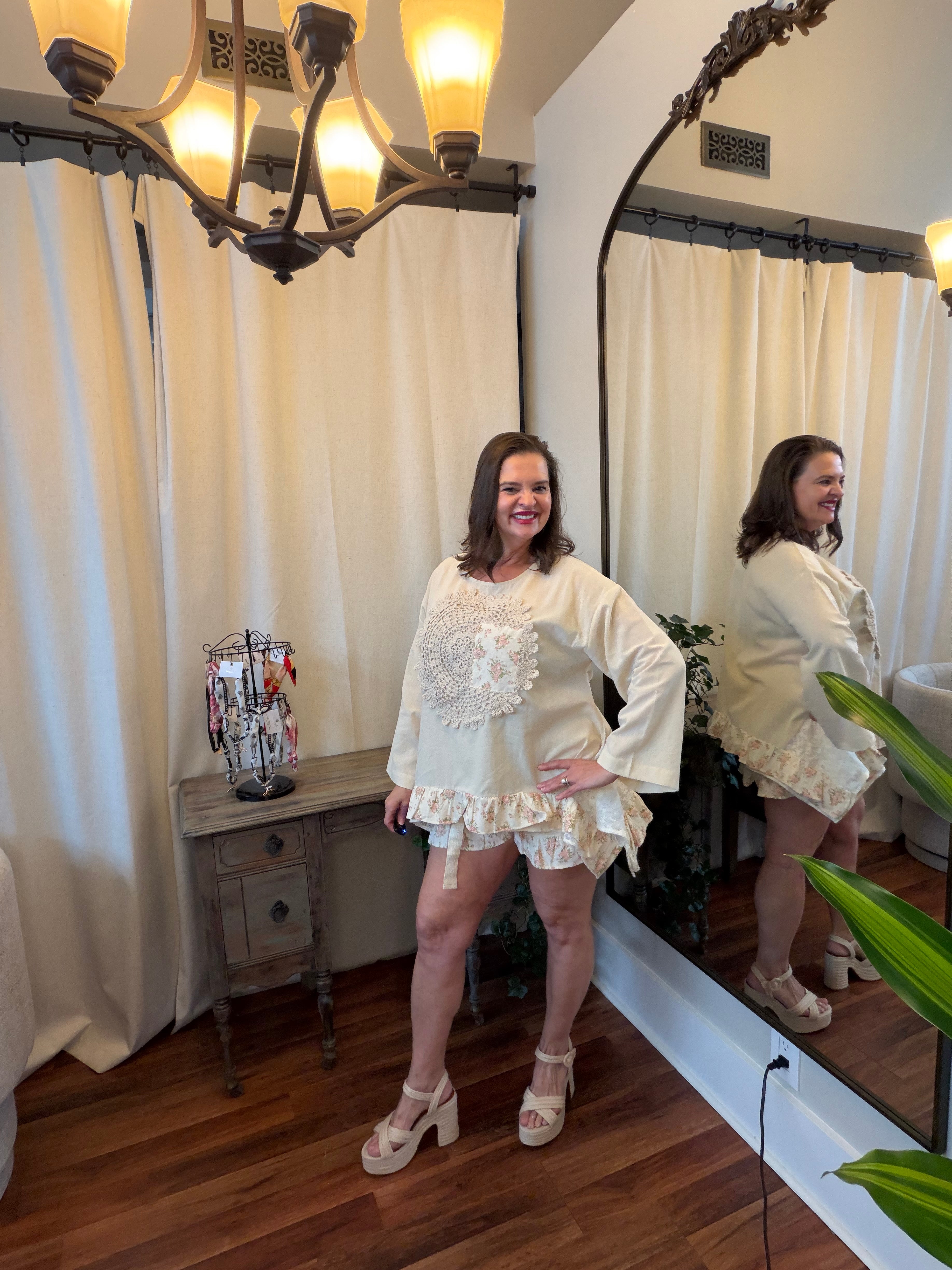 Wildflower Dreams Frilled Patchwork Shorts