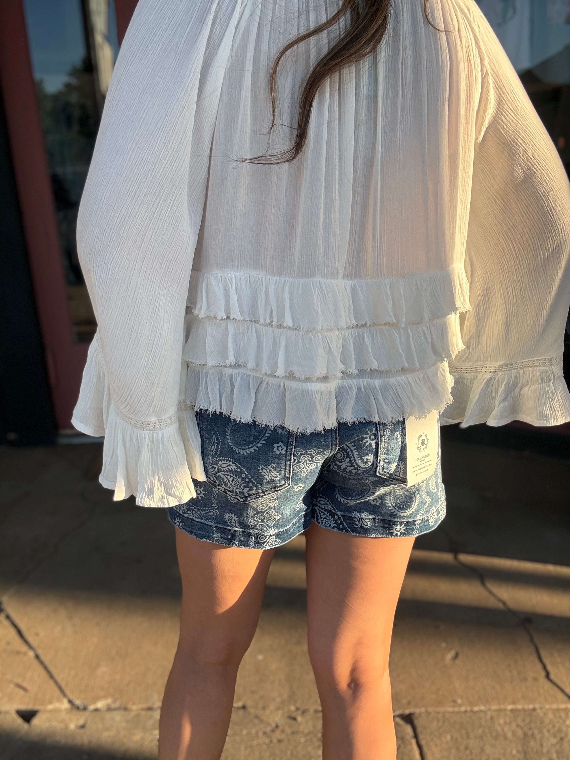 Bandana Blues Paisley Denim Shorts