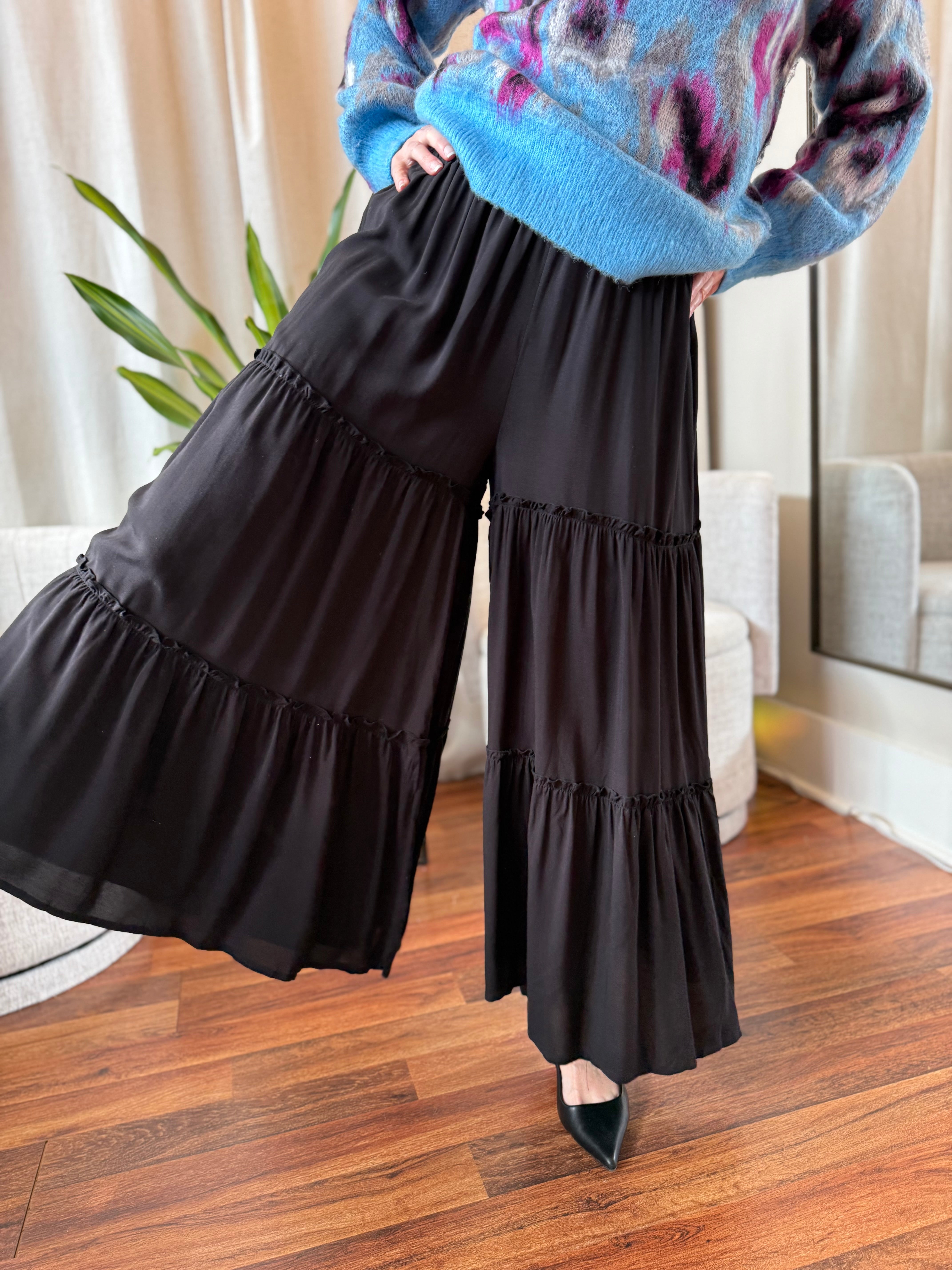 Autumn Skies Tiered Palazzo Pants