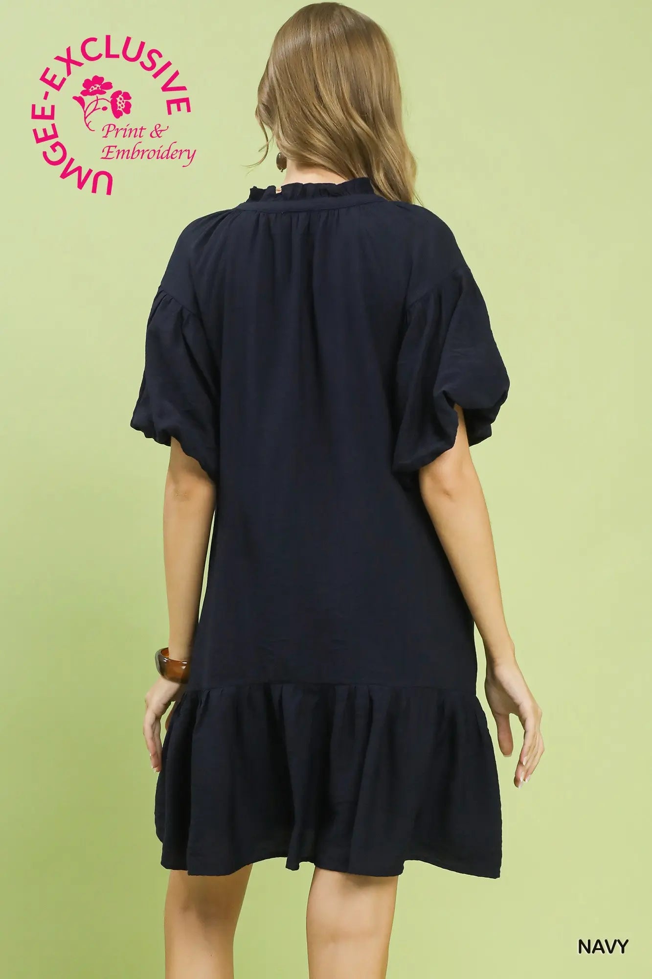 Garden Embroidered V-Neck Babydoll Dress