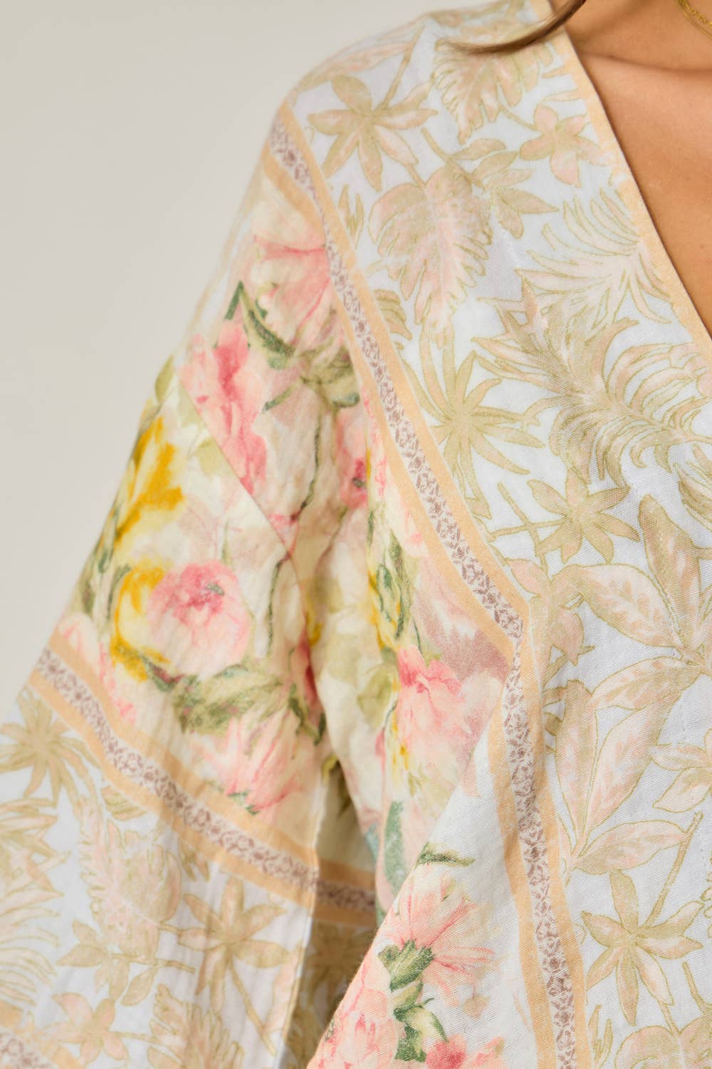 Floral patterned garment with a plain background