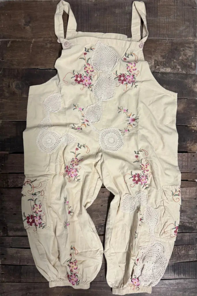 Flat lay of the Gypsy Soul overalls front side