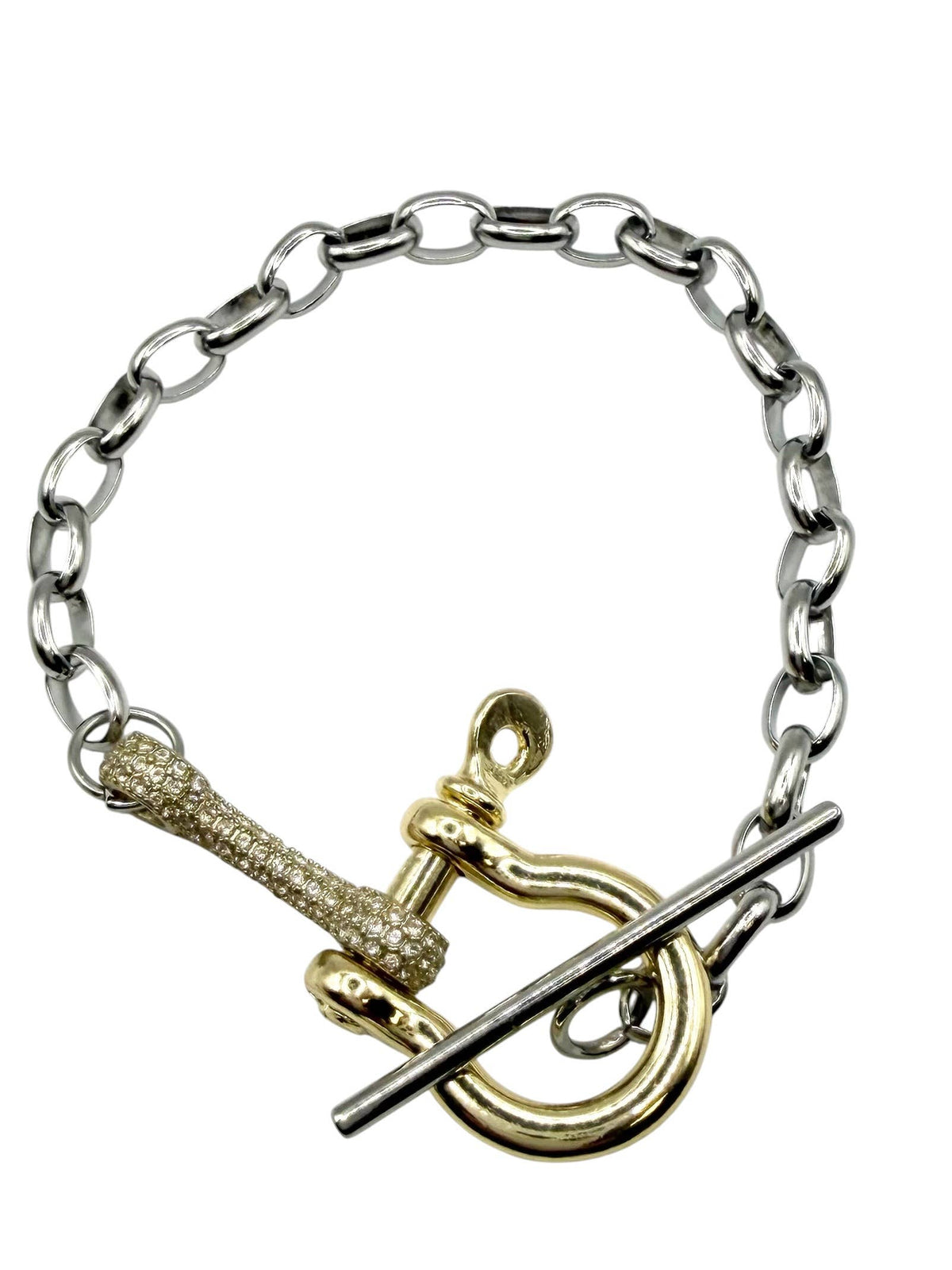Mixed Metal Pave Industrial Bracelet