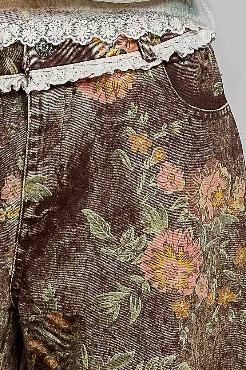Cocoa Meadow Ruffle-Waist Pants