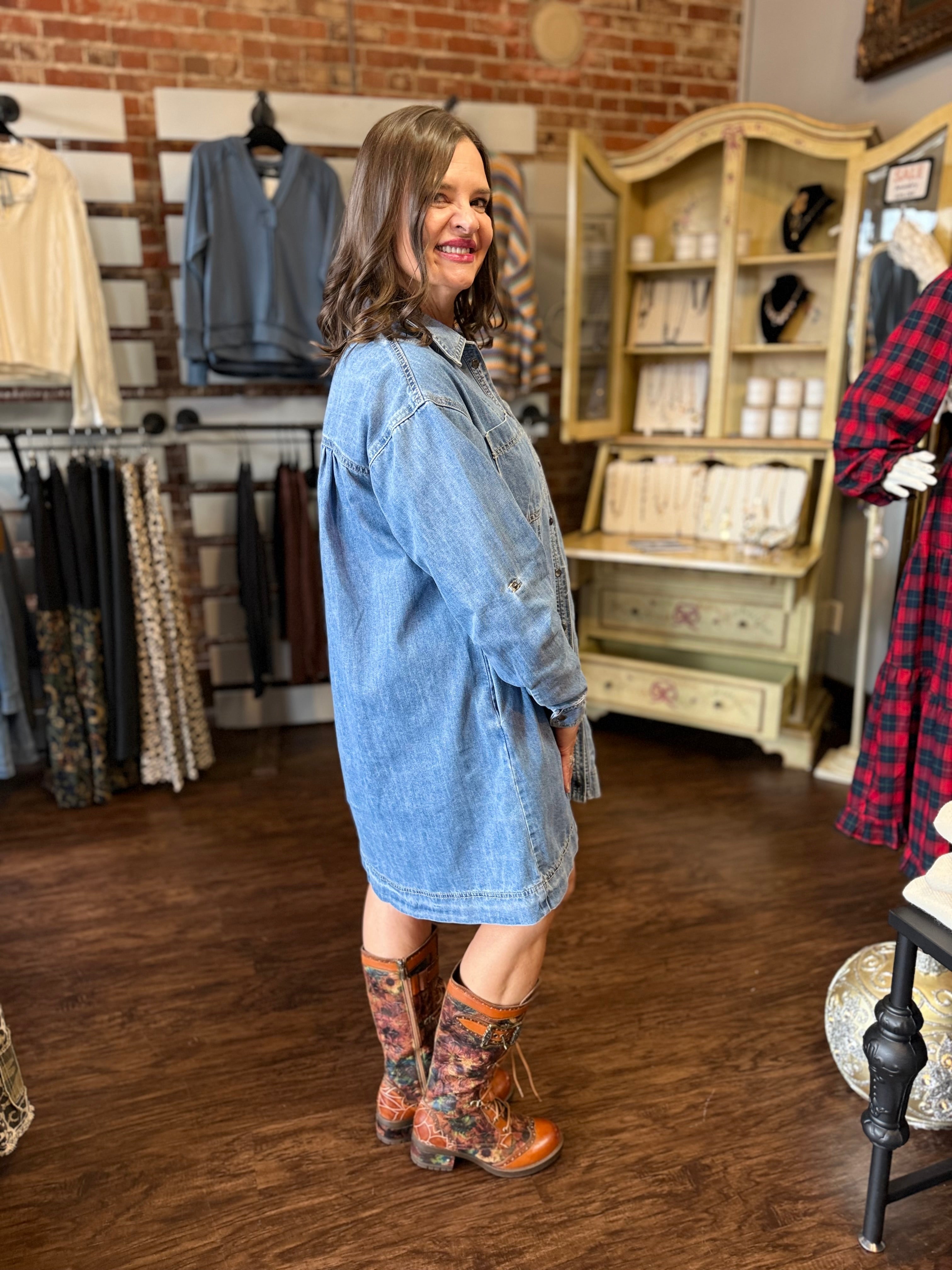 Forever Yours Heart Pocket Shirt Dress