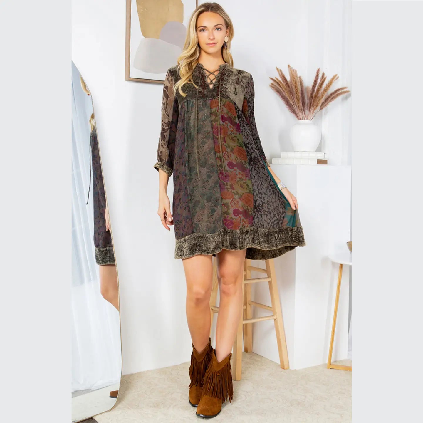 Lizzy Bohemian Patchwork Babydoll Dress