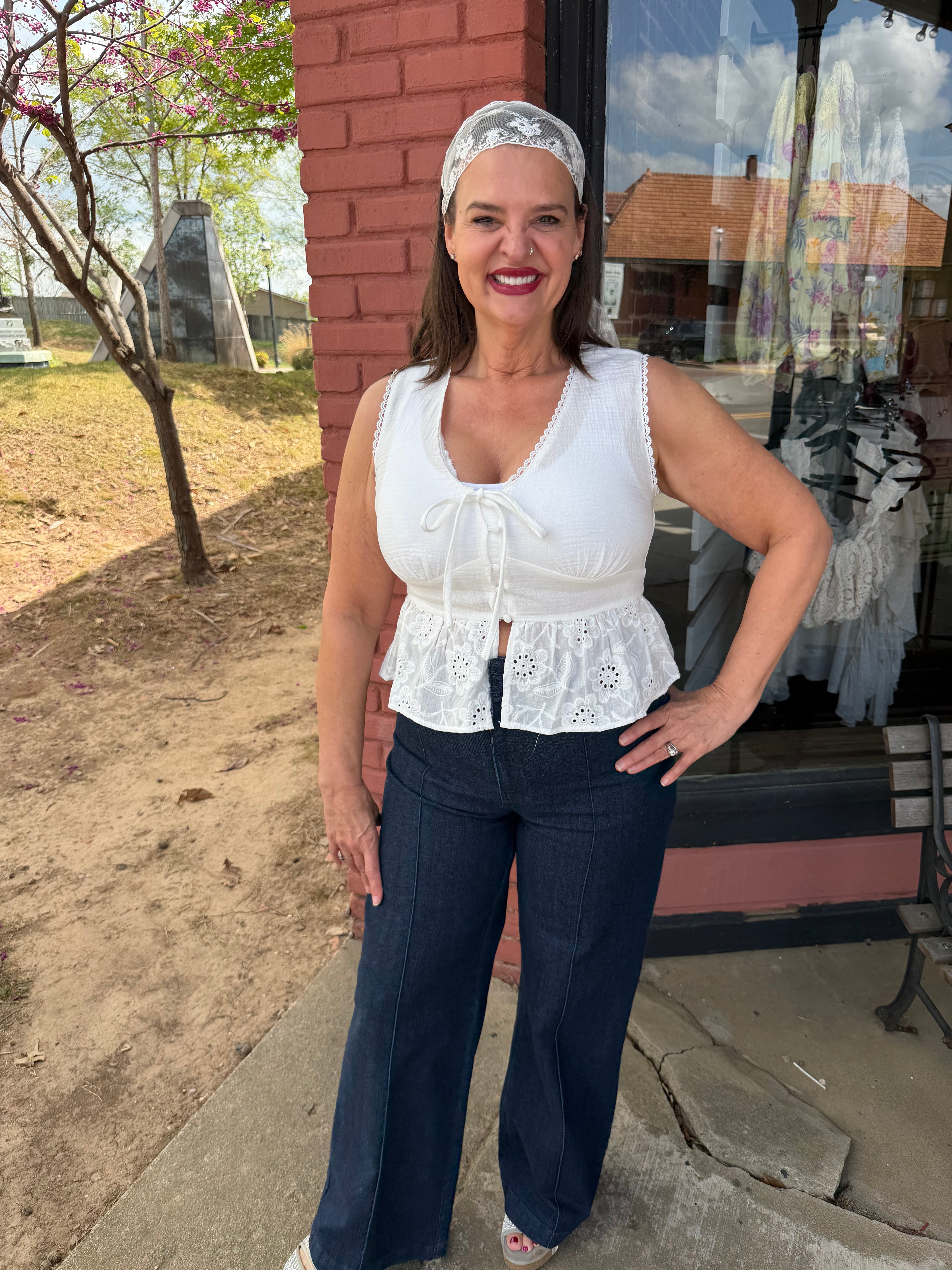 Rory Eyelet Peplum Blouse