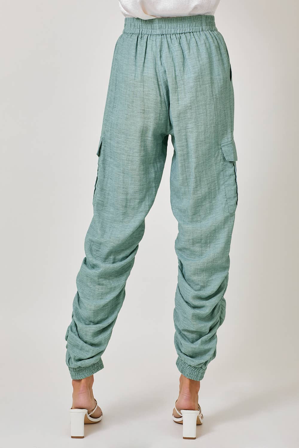 The Harper Shirred Joggers - back view of jogger pants with elastic waist