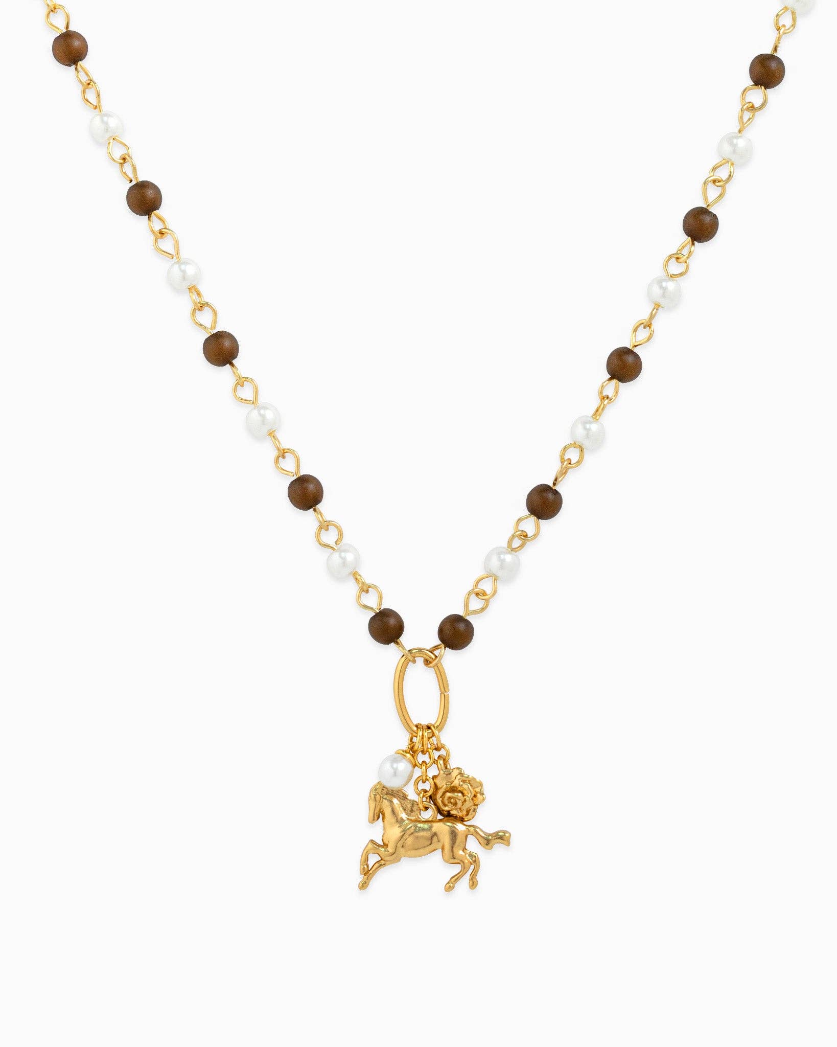 Wild Rose Western Horse Bead Necklace